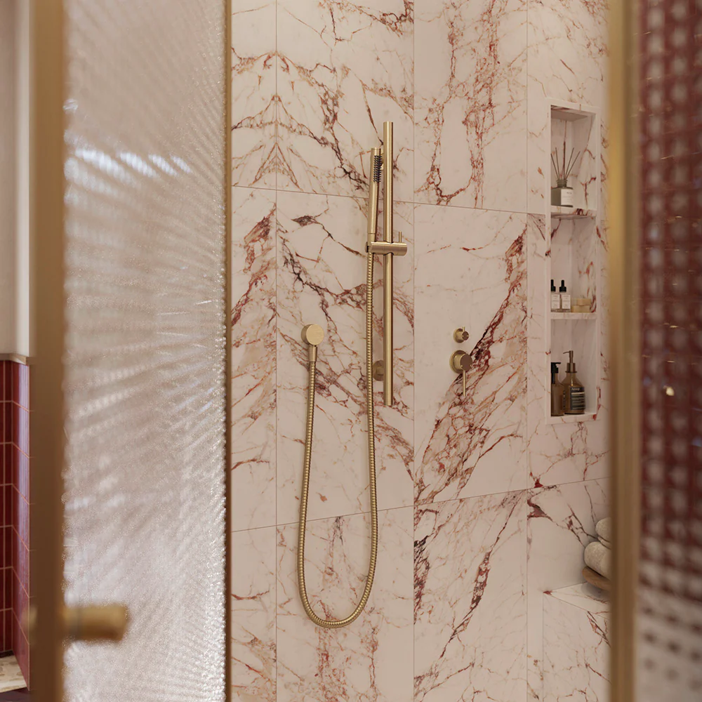 Alma Mira Brushed Brass Gold Shower on Rail - Image 2