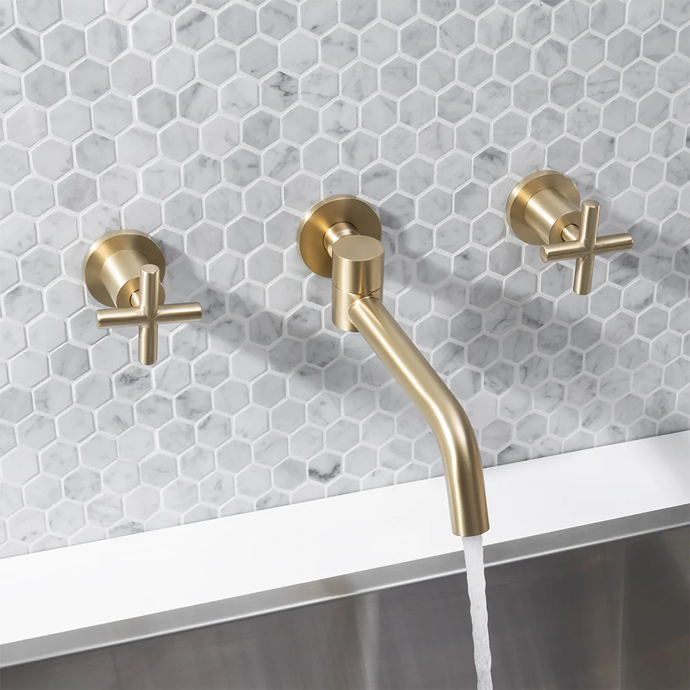 Alma Mira Brushed Brass Gold Swivel Wall Spout - Image 6