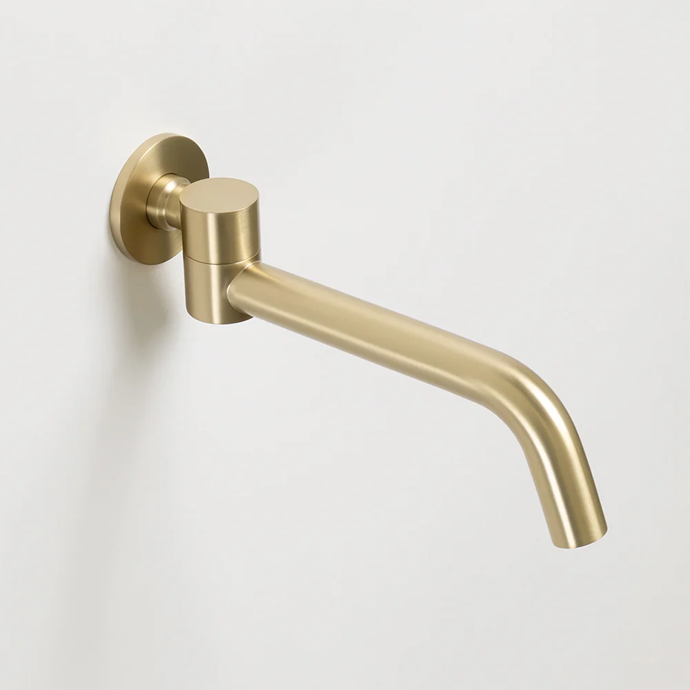 Alma Mira Brushed Brass Gold Swivel Wall Spout - Image 7