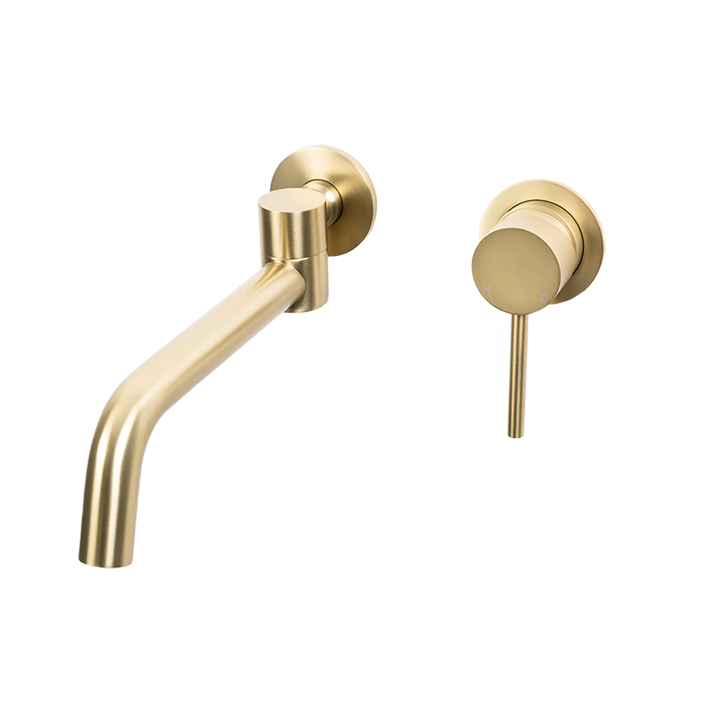 Alma Brushed Brass Gold Mira Wall Mixer and Swivel Spout Set - Image 3