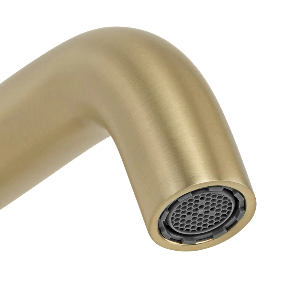 Alma Mira Brushed Brass Gold Wall Spout - Image 5