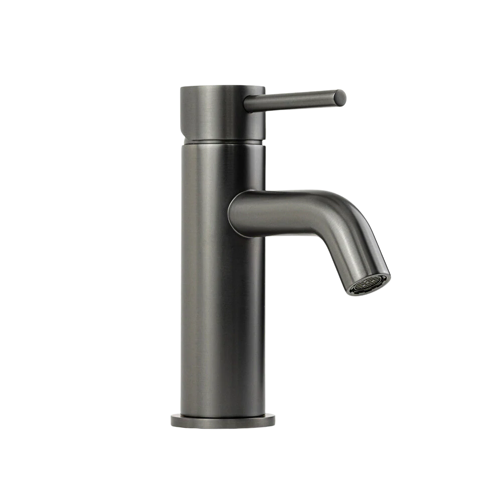 Alma Mira Brushed Gunmetal Short Basin Mixer - Image 3