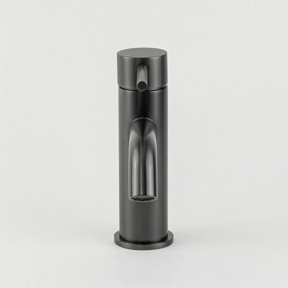 Alma Mira Brushed Gunmetal Short Basin Mixer - Image 6