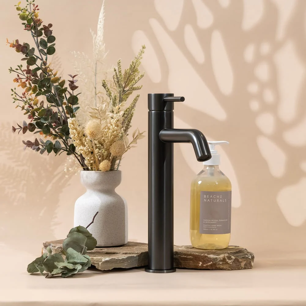Alma Mira Brushed Gunmetal Tall Basin Mixer - Image 6