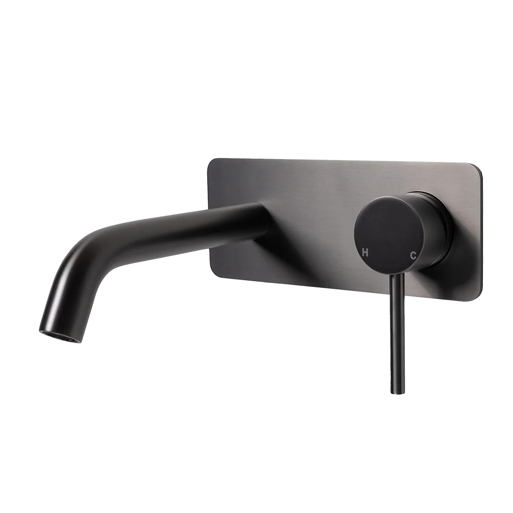 Alma Mira Brushed Gunmetal Wall Mixer and Spout - Image 3