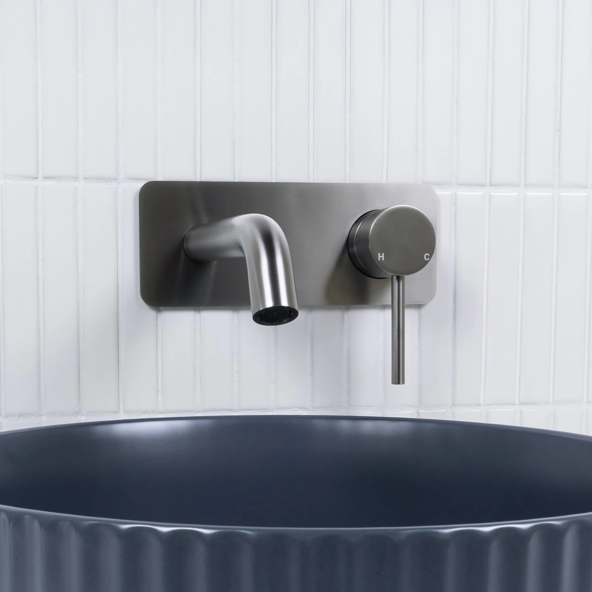 Alma Mira Brushed Gunmetal Wall Mixer and Spout - Image 6
