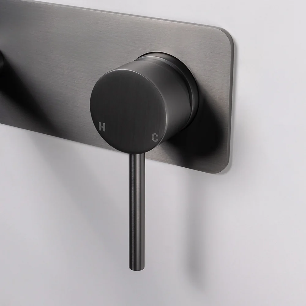 Alma Mira Brushed Gunmetal Wall Mixer and Spout - Image 8