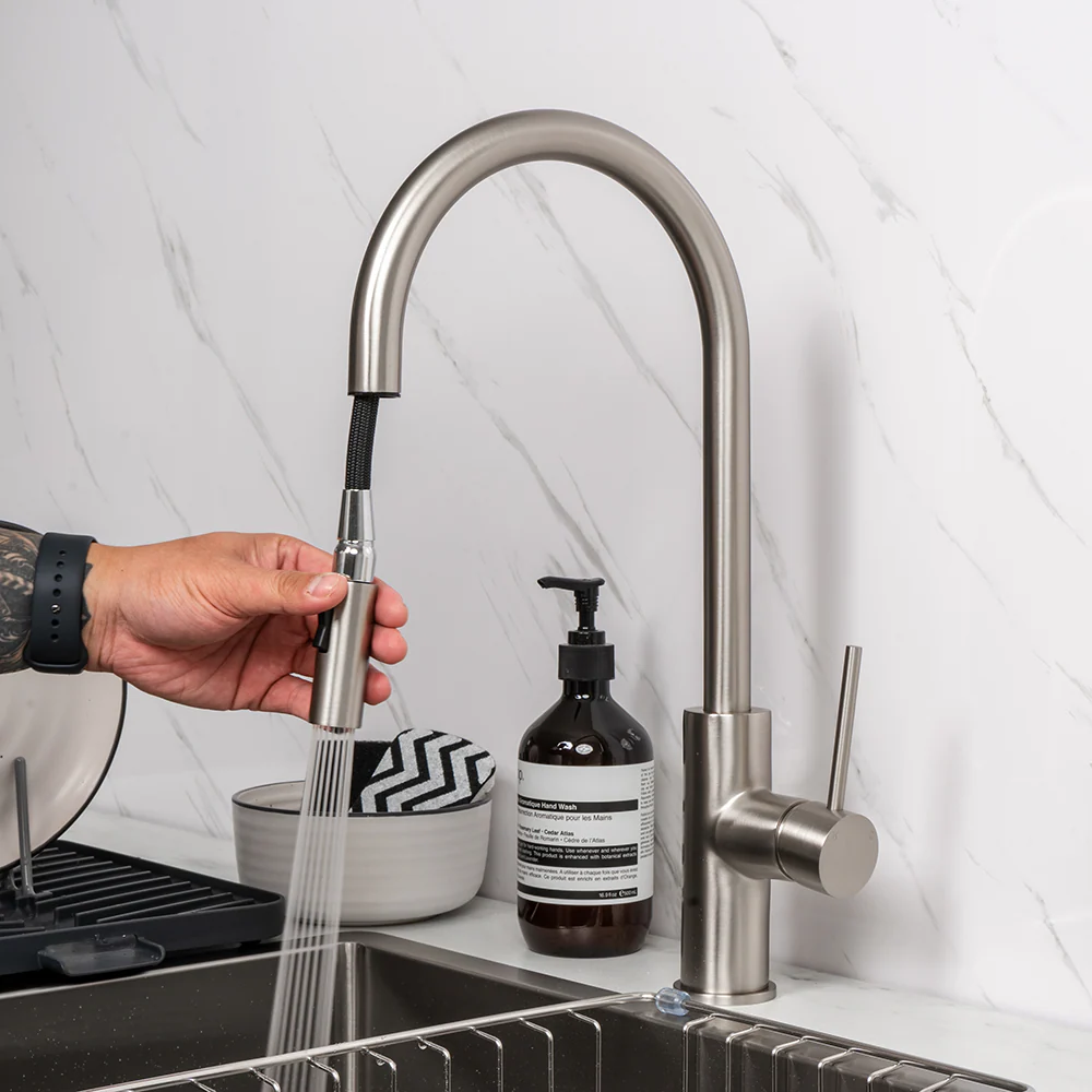 Alma Mira Brushed Nickel Pull Out Mixer - Image 5