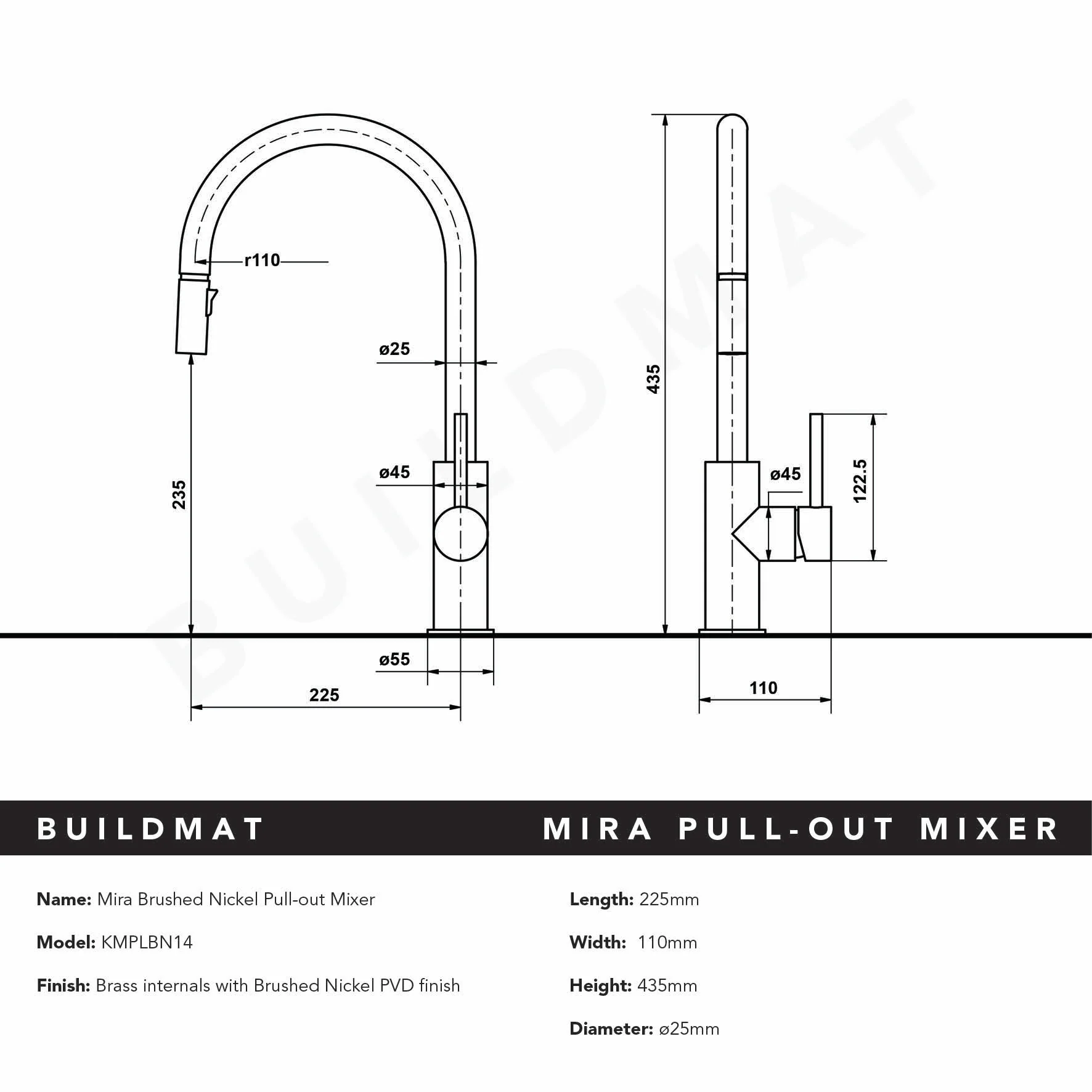 Alma Mira Brushed Nickel Pull Out Mixer - Image 8