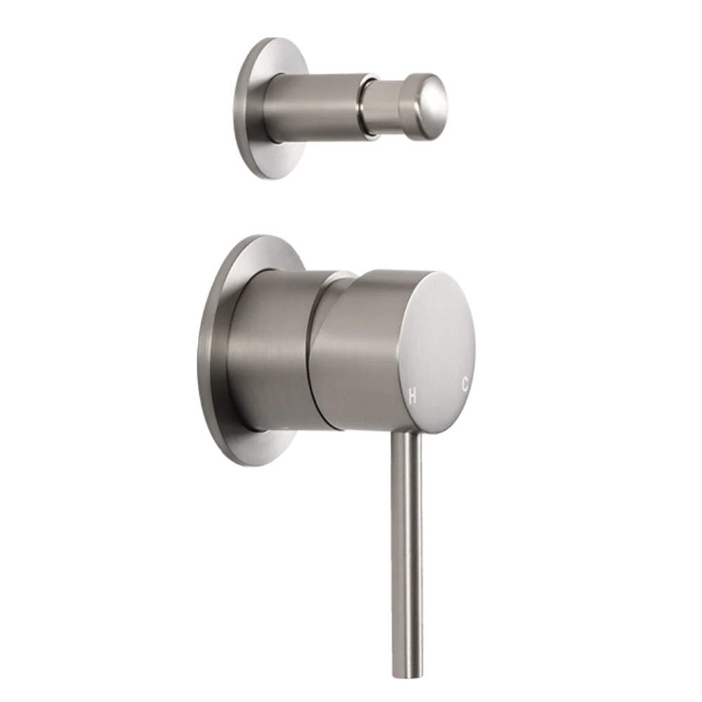 Alma Mira Brushed Nickel Wall Mixer with divertor - Image 3