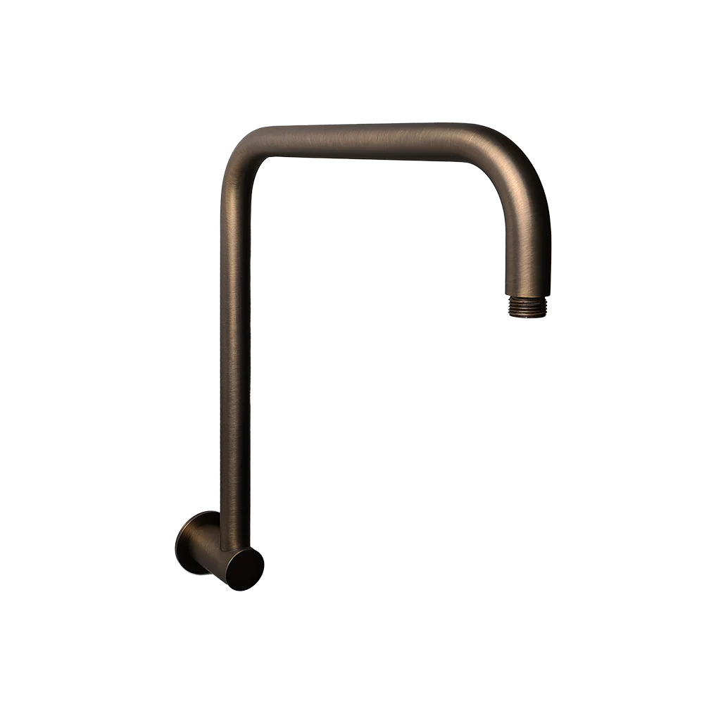 Alma Mira Brushed Vintage Antique Brass High Rise Upswept Shower Arm