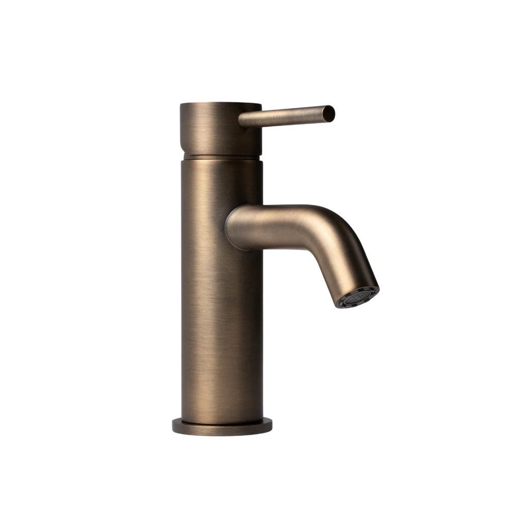 Alma Mira Brushed Vintage Antique Brass Short Basin Mixer - Image 3