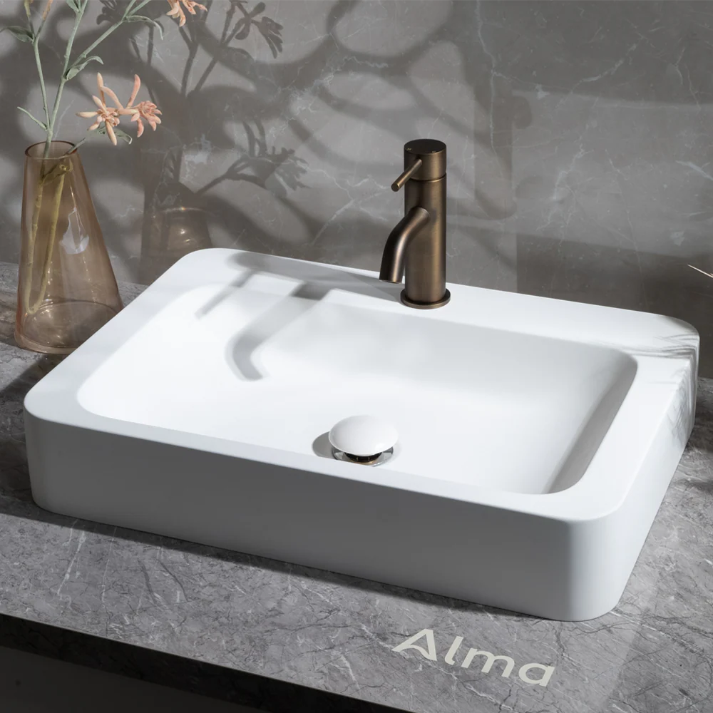 Alma Mira Brushed Vintage Antique Brass Short Basin Mixer - Image 4
