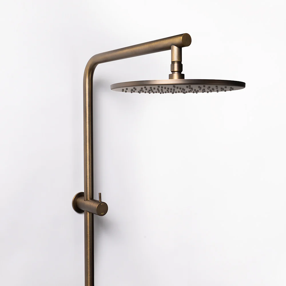 Alma Mira Brushed Vintage Antique Brass Shower Rail Twin Set - Image 5