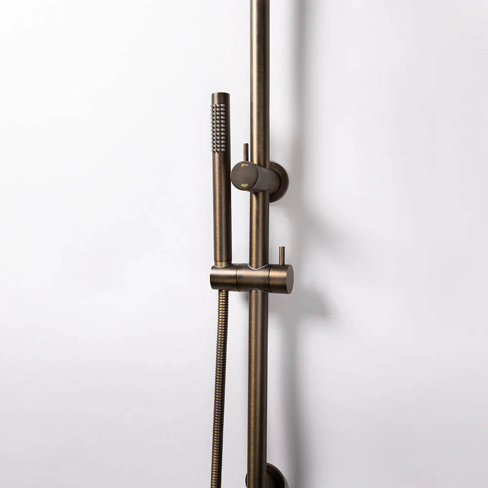 Alma Mira Brushed Vintage Antique Brass Shower Rail Twin Set - Image 7