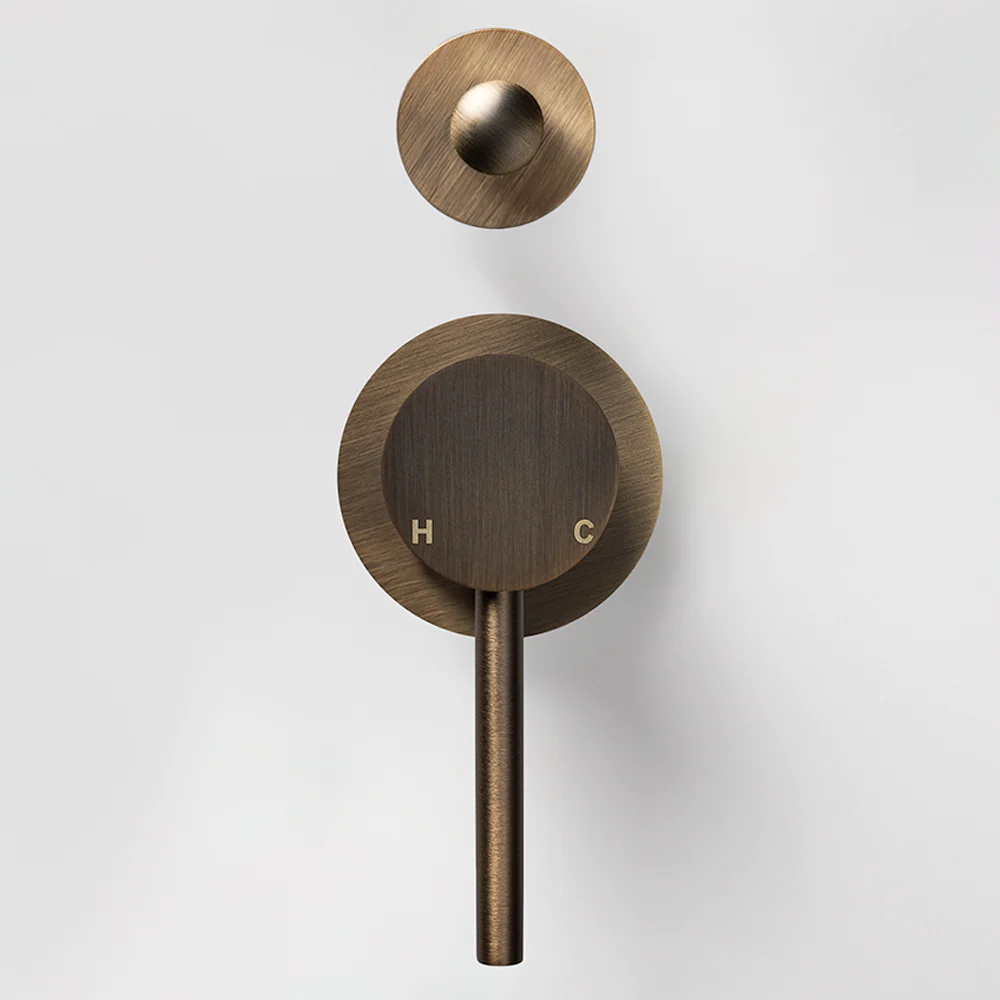 Alma Mira Brushed Vintage Antique Brass Wall Mixer with divertor - Image 4