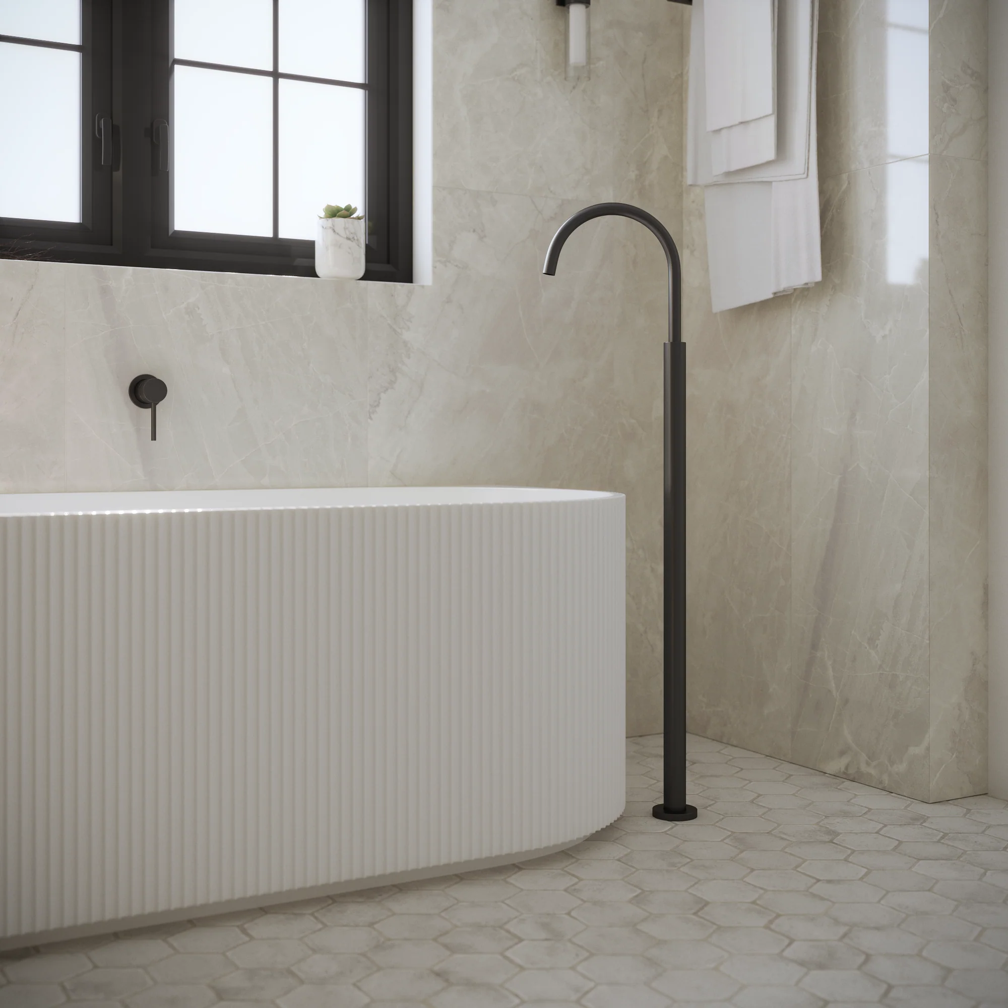 Alma Mira Freestanding Floor Spout Brushed Gunmetal - Image 2
