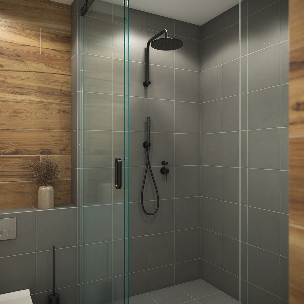 Alma Mira Matte Black High Rise Upswept Shower Arm - Image 4