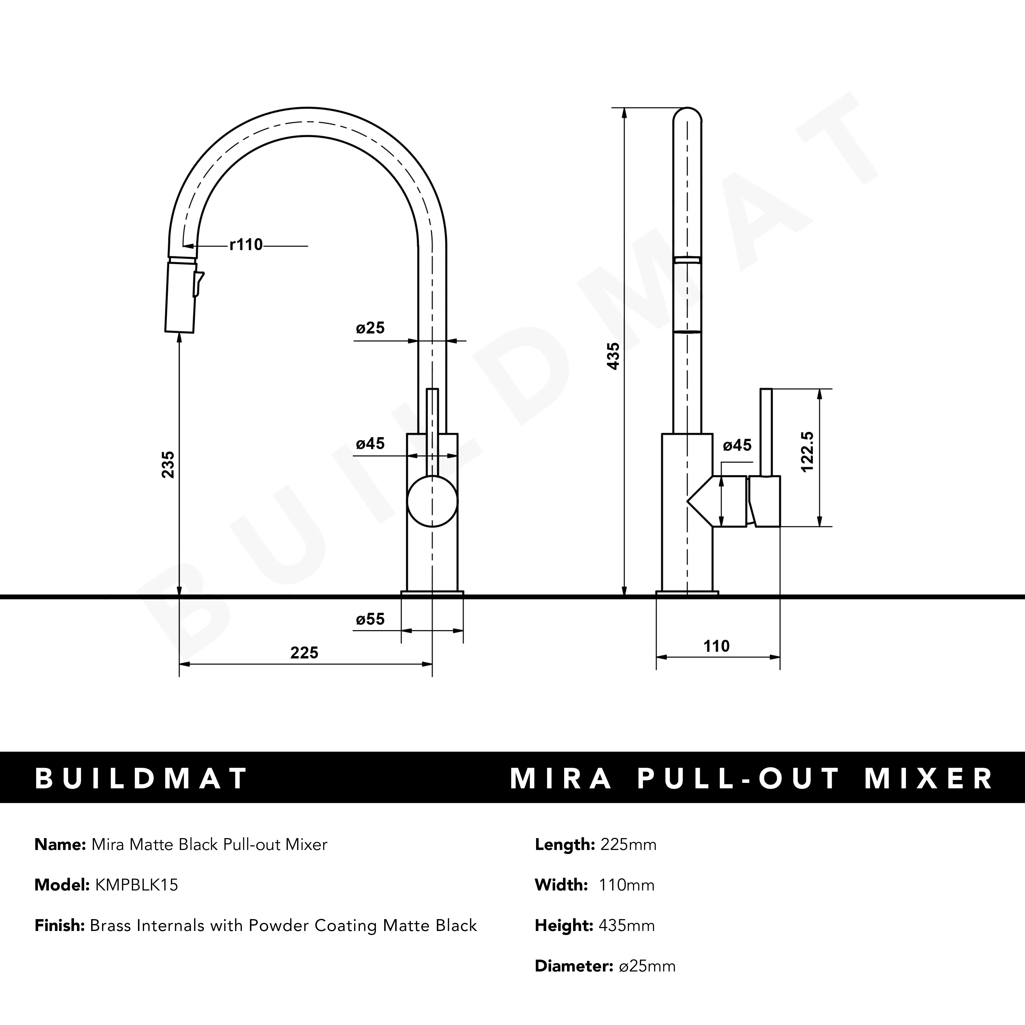 Alma Mira Matte Black Pull Out Mixer - Image 7