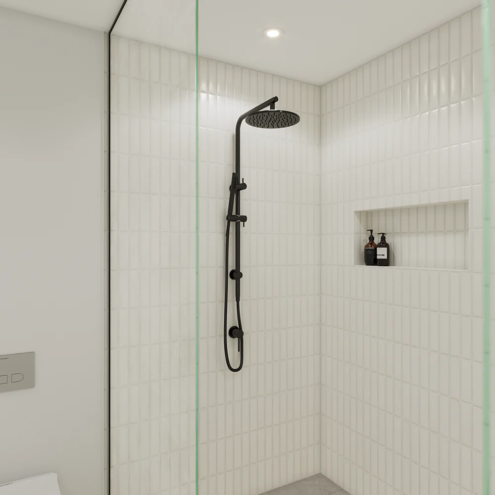 Alma Mira Matte Black Shower Rail Twin Set - Image 2