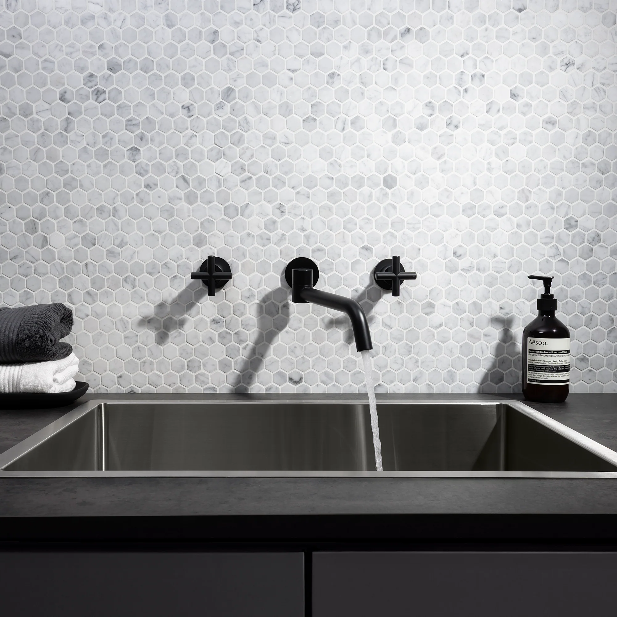 Alma Mira Matte Black Swivel Wall Spout - Image 4