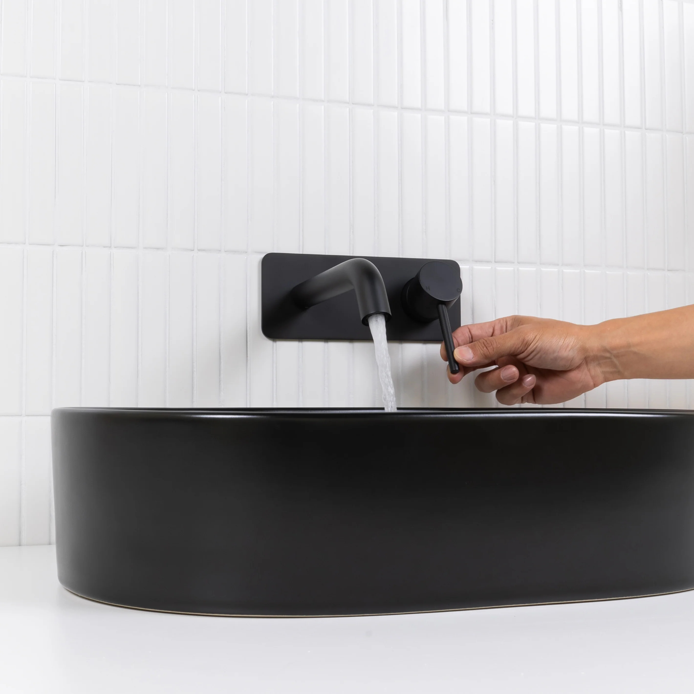 Alma Mira Matte Black Wall Mixer and Spout - Image 6