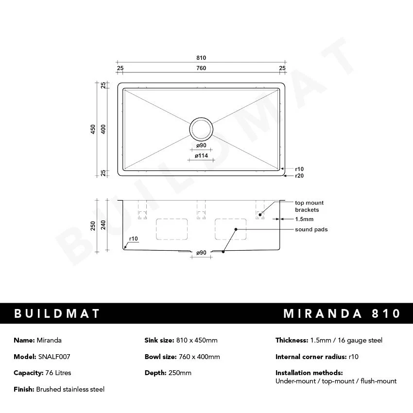 Alma Miranda 810x450 Alfresco 316 Stainless Steel Sink - Image 6