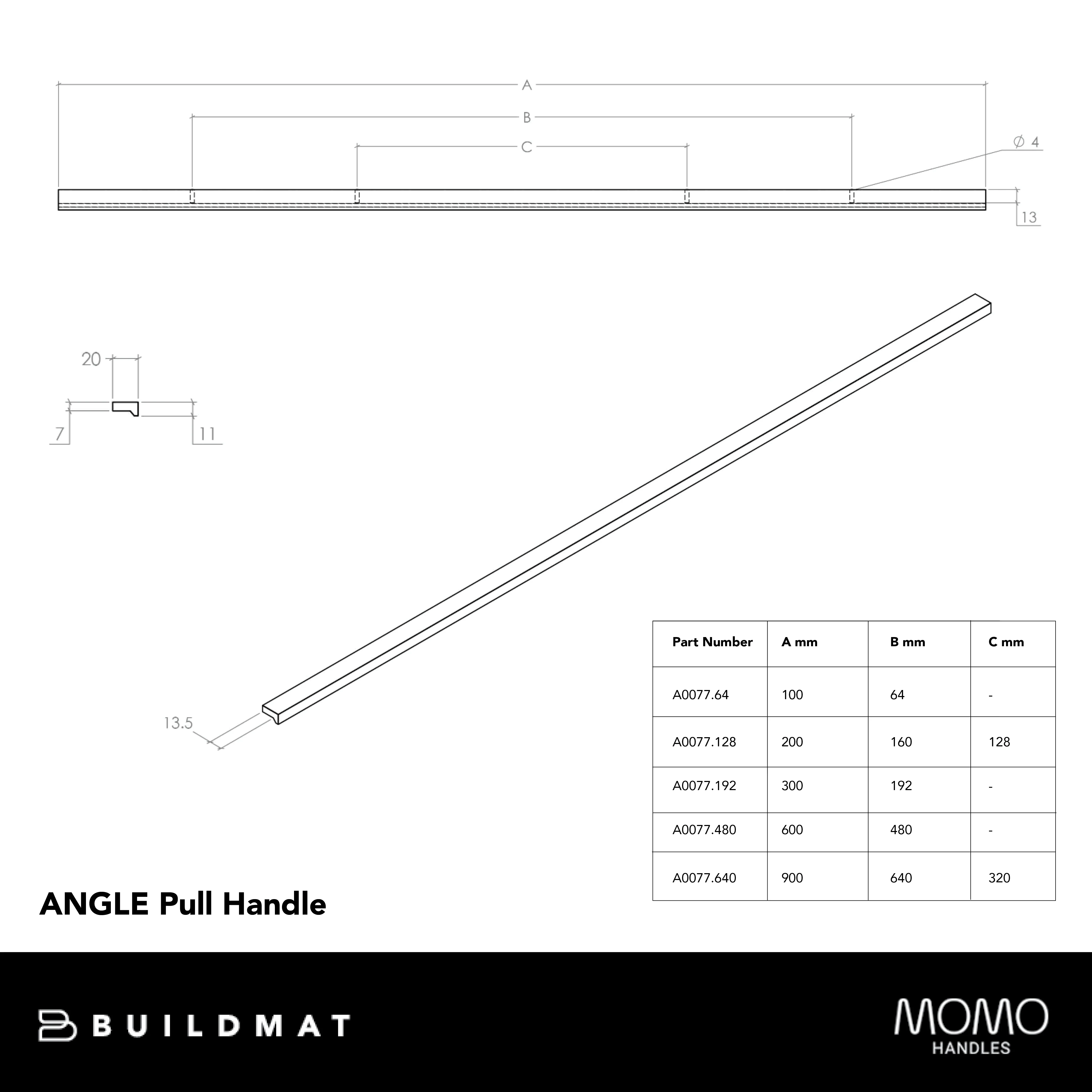 Momo Handles Momo Angle Pull Handle 480mm Metallic Grey - Image 4