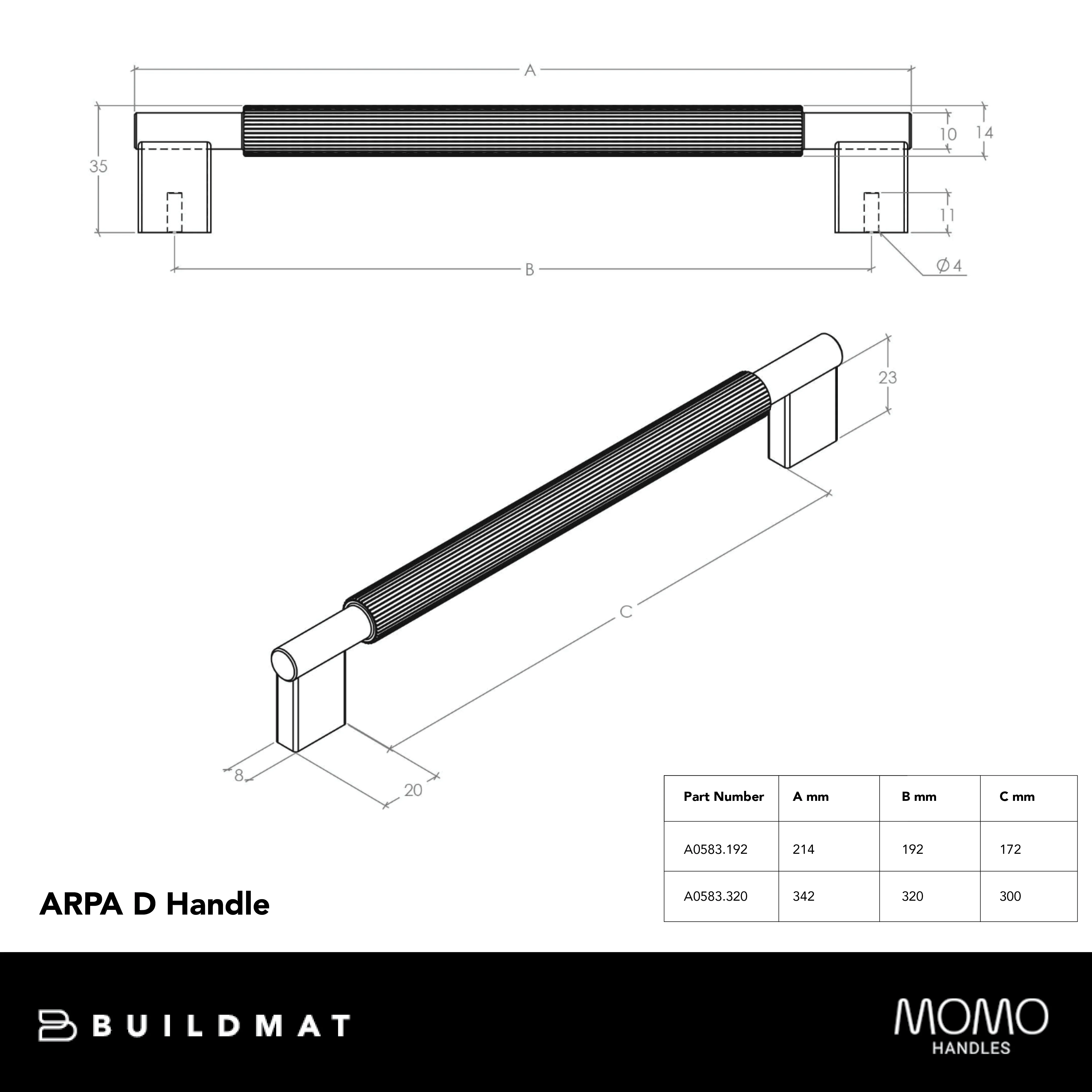 Momo Handles Momo Arpa D Handle 320mm Brushed Dark Brass - Image 4