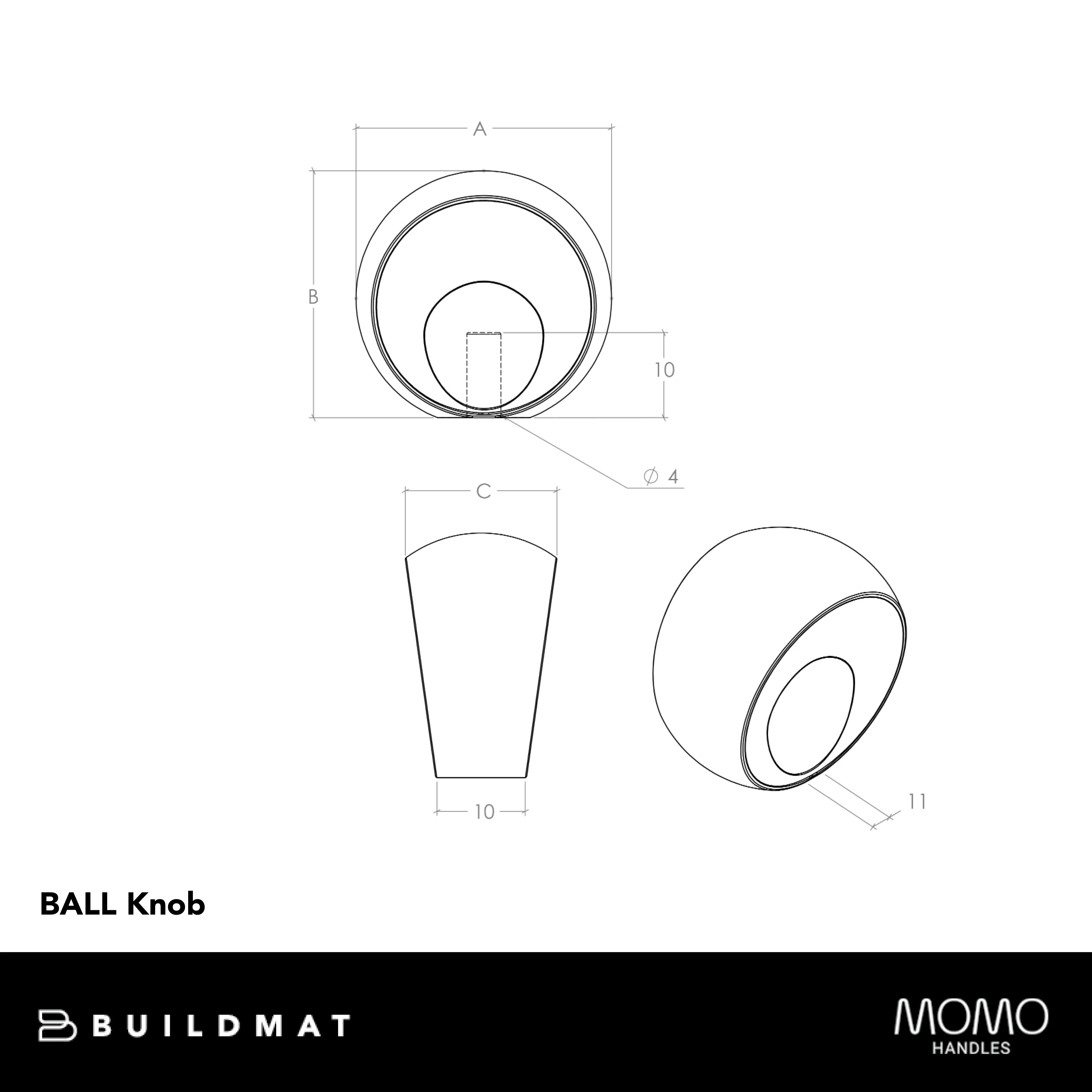 Momo Handles Momo Ball Knob 29mm Brushed Nickel - Image 4