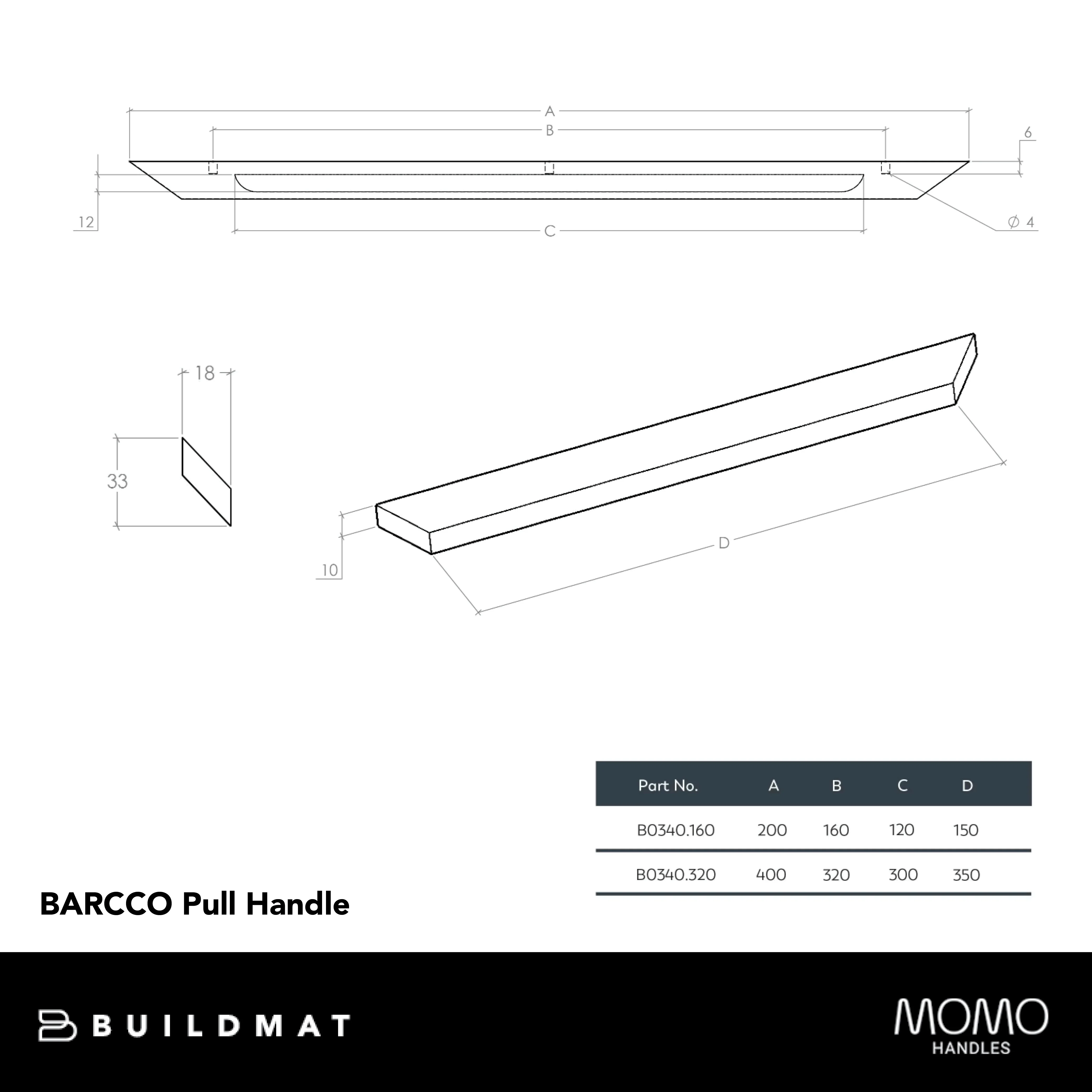 Momo Handles Momo Barcco Timber Pull Handle 160mm Natural Ash - Image 4