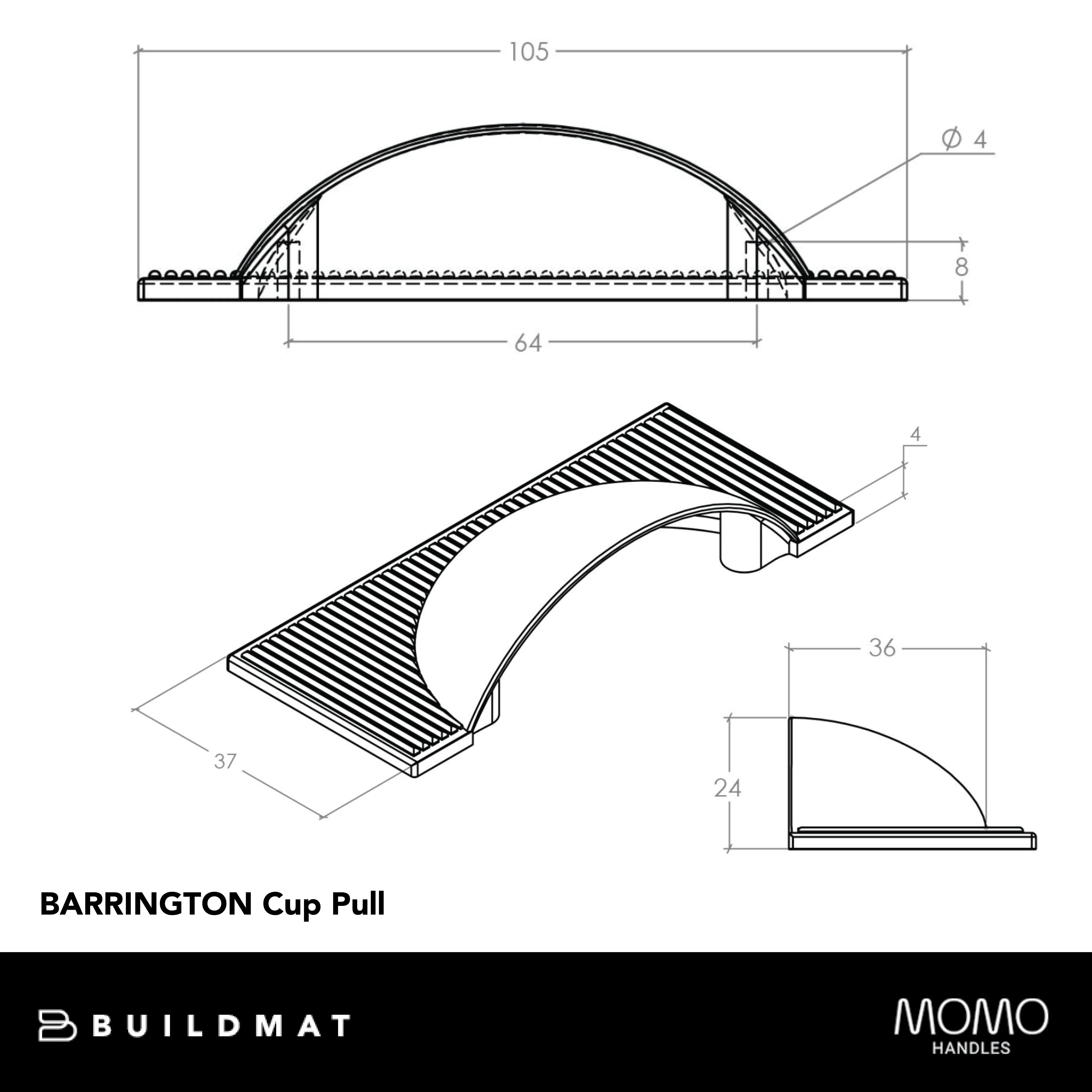 Momo Handles Momo Barrington Cup Pull 64mm Dark Brushed Brass - Image 4