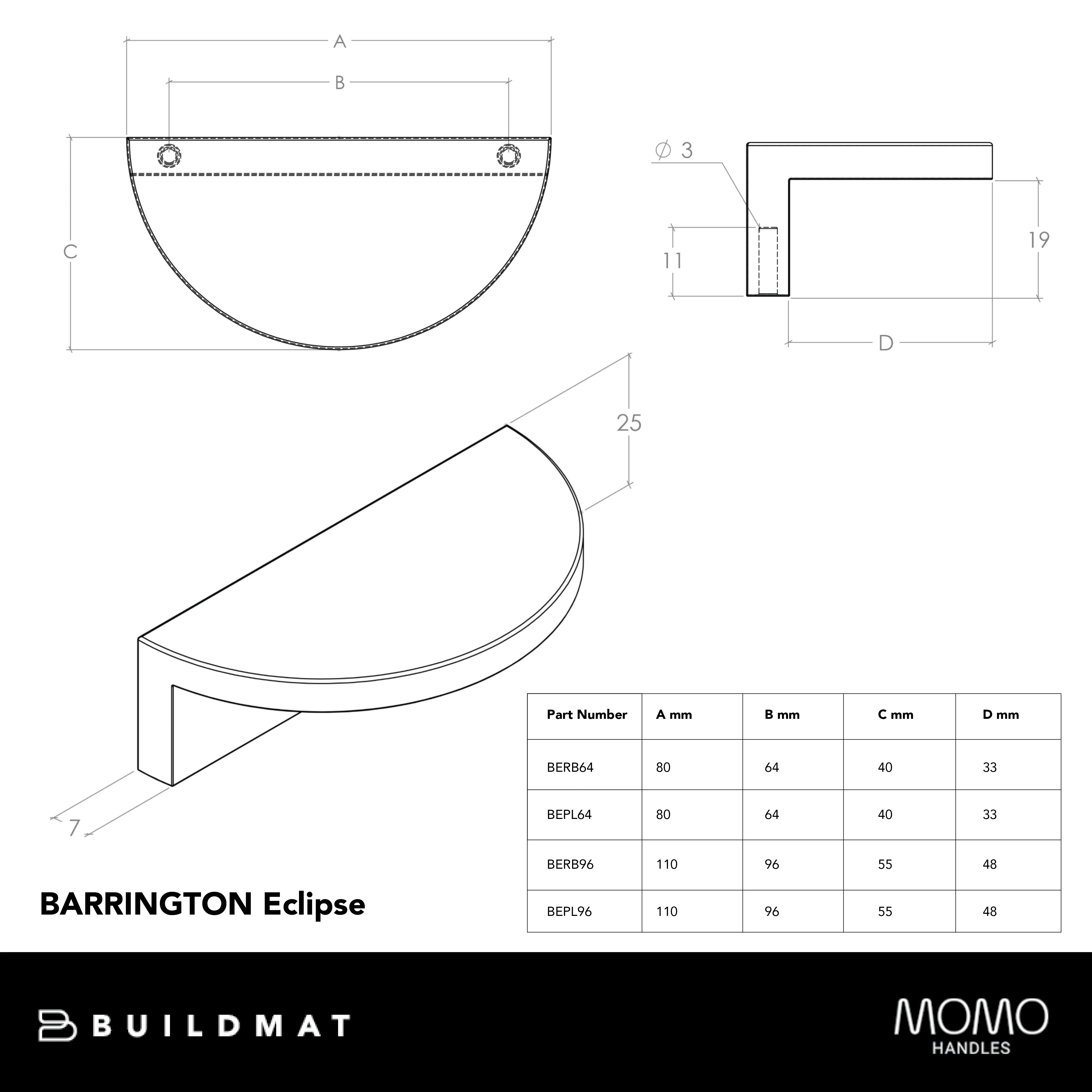 Momo Handles Momo Barrington Eclipse Plain 96mm Dull Brushed Nickel - Image 4