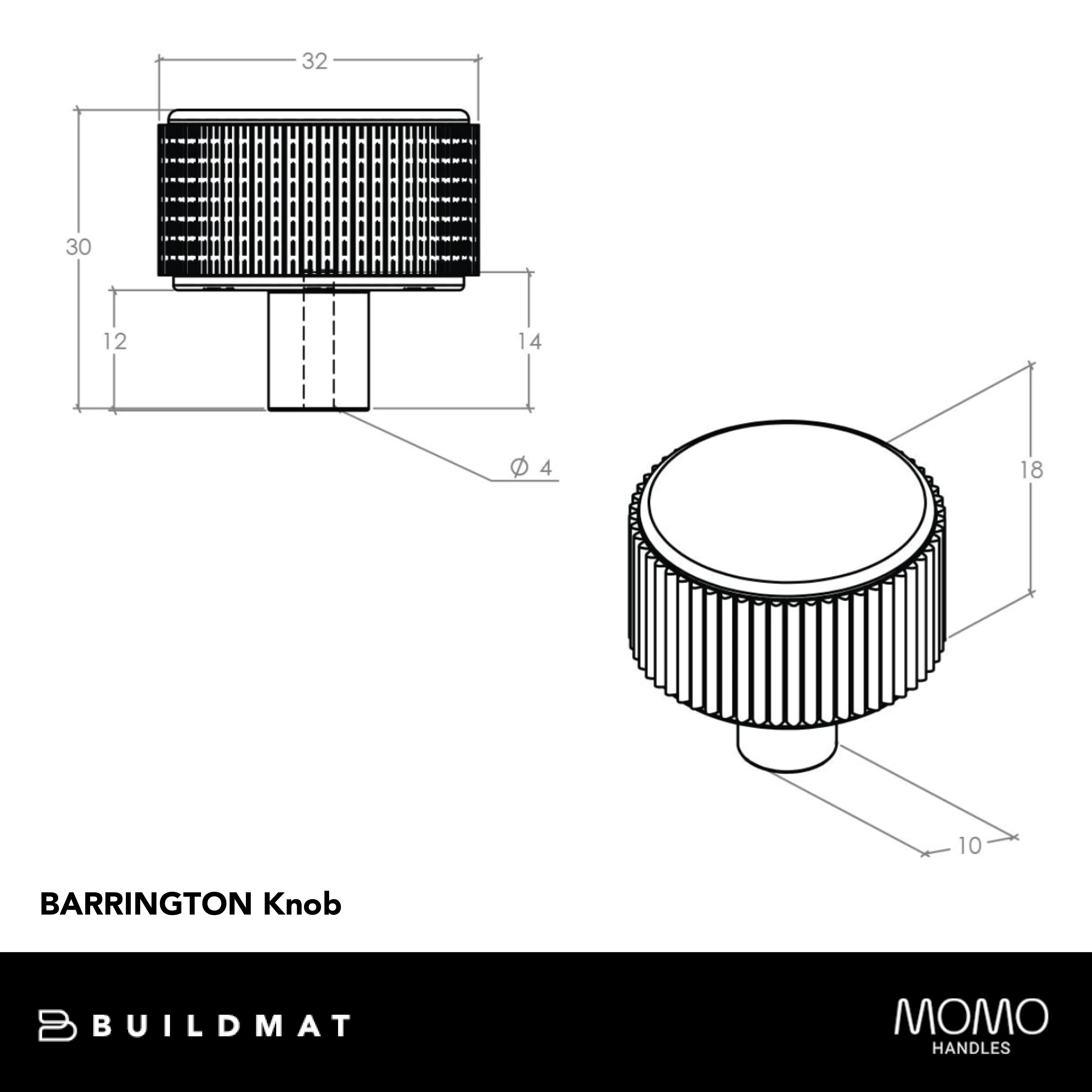 Momo Handles Momo Barrington Knob 32mm Polished Nickel - Image 4