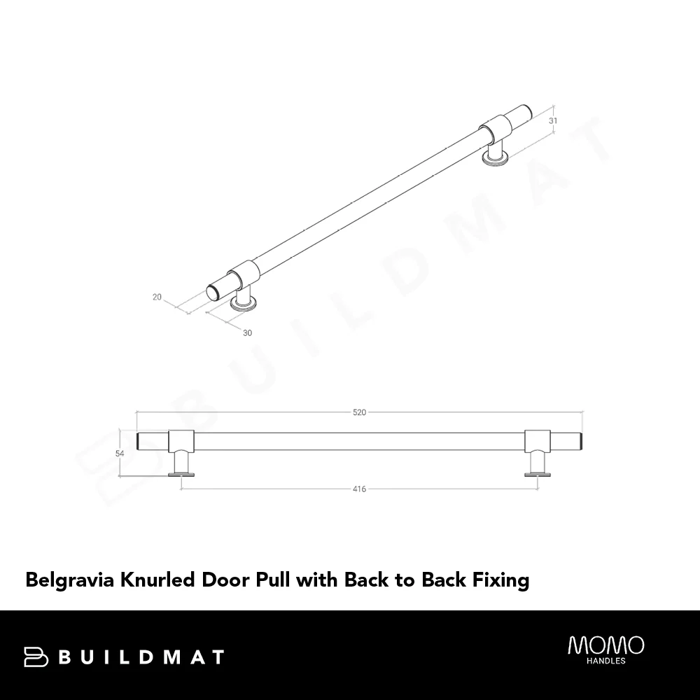 Momo Handles Belgravia Knurled Door Pull with Back to Back Fixing 416mm Bronze - Image 4