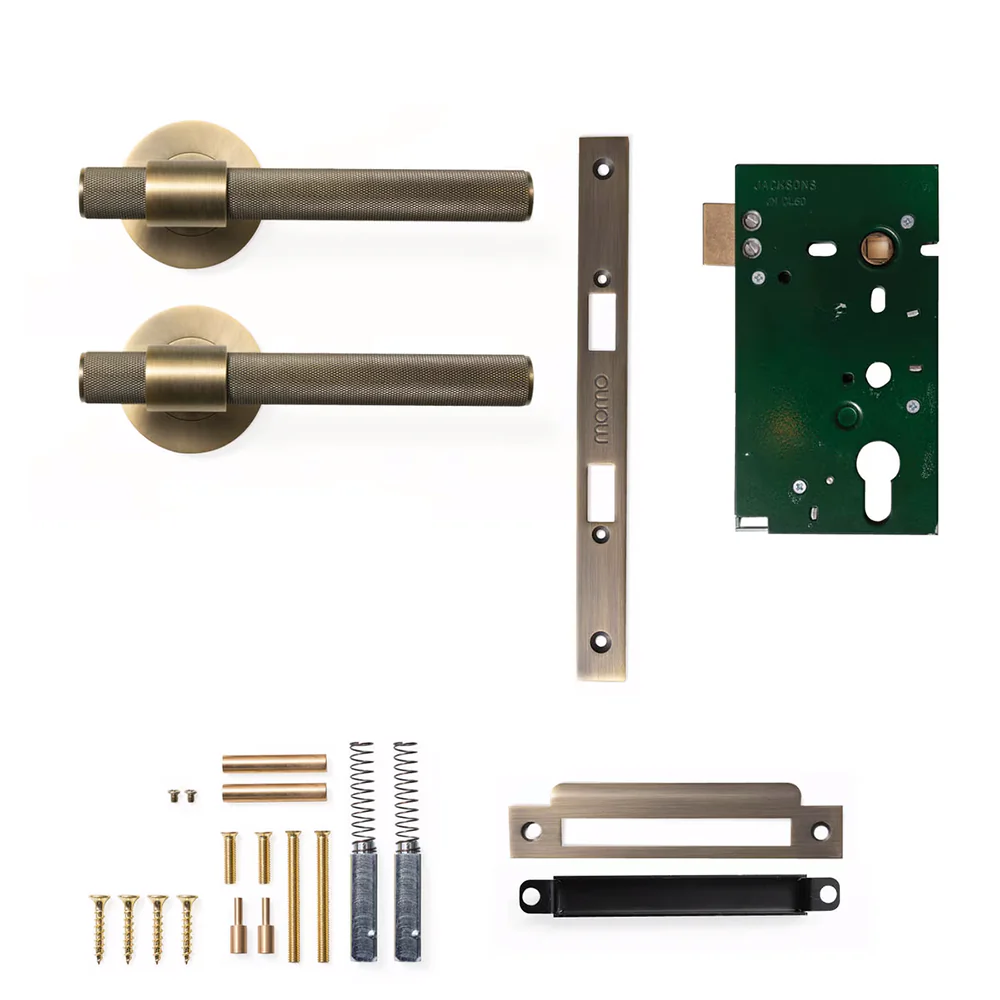 Momo Handles Belgravia Solid Brass Mortice Lock Passage Lever Set Dark Brushed Brass - Image 2