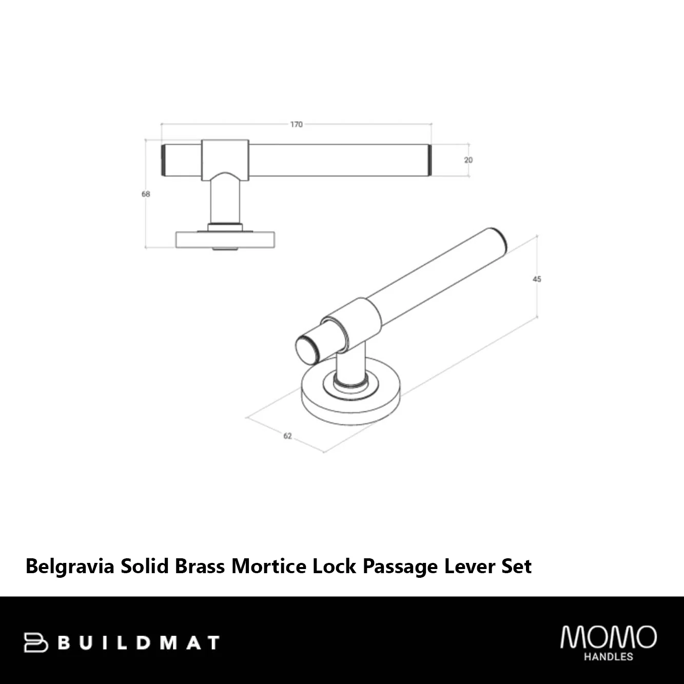Momo Handles Belgravia Solid Brass Mortice Lock Passage Lever Set Dark Brushed Brass - Image 4