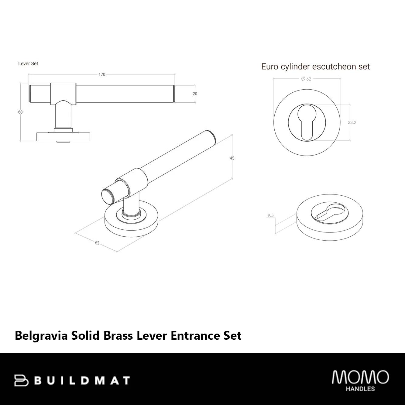 Momo Handles Belgravia Solid Brass Lever Entrance Set Bronze - Image 4