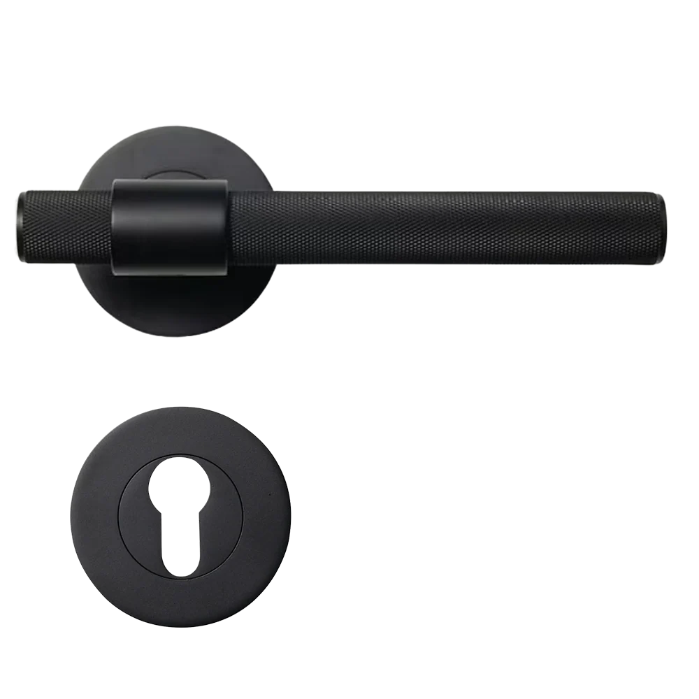 Momo Handles Belgravia Solid Brass Lever Entrance Set Matte Black - Image 3