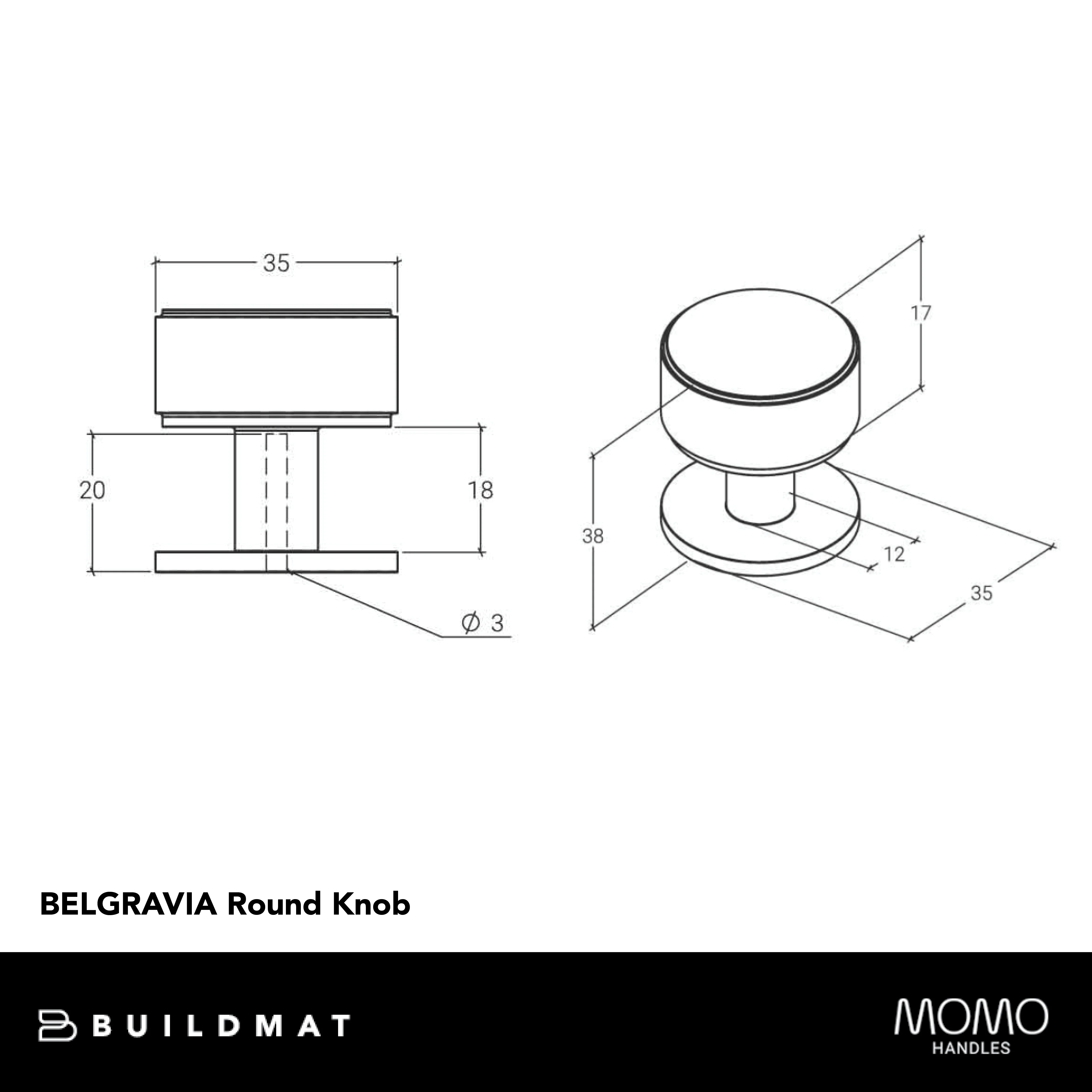 Momo Handles Momo Belgravia Solid Brass Round Knob 35mm Polished Nickel - Image 4