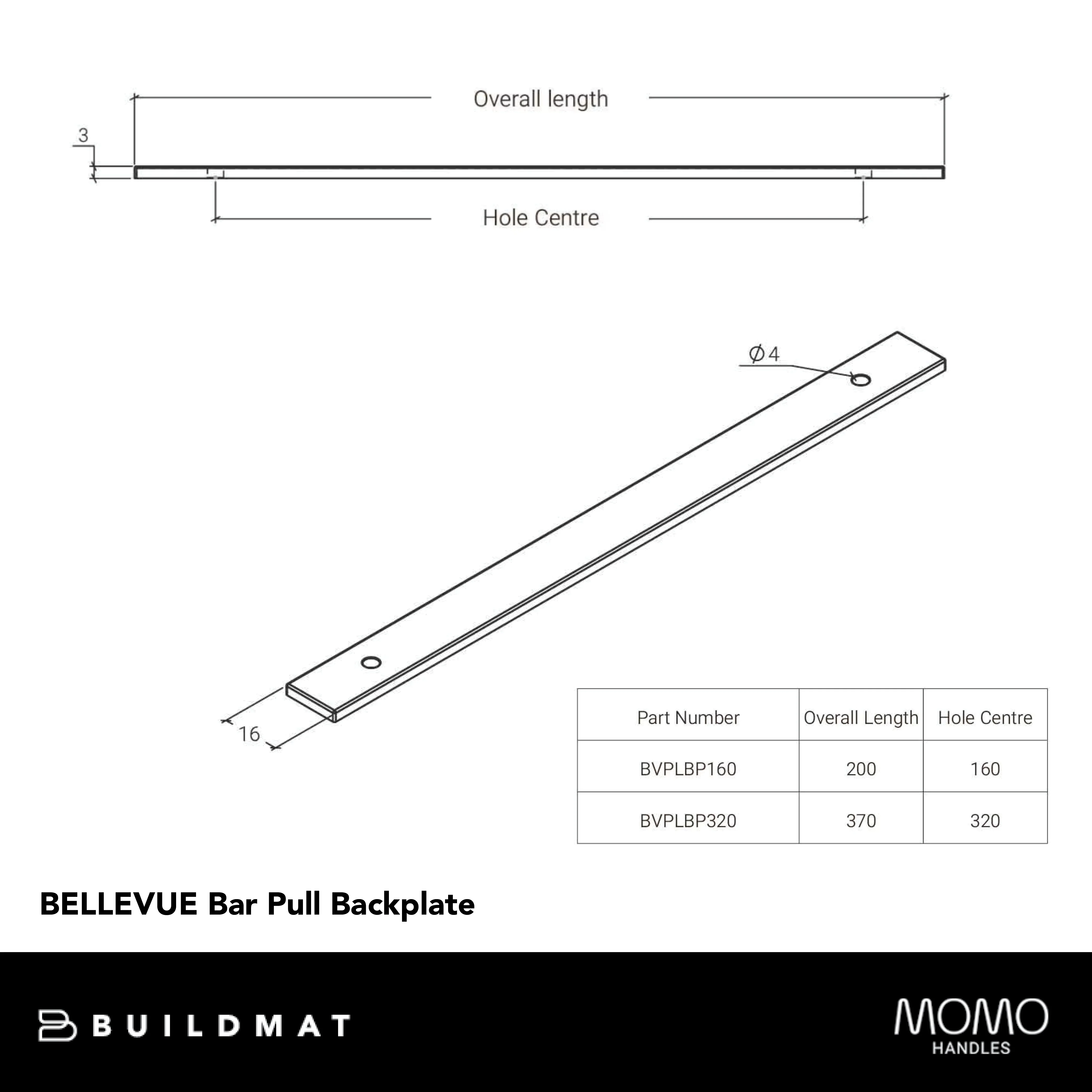 Momo Handles Momo Bellevue Solid Brass Backplate 160mm Bronze - Image 4