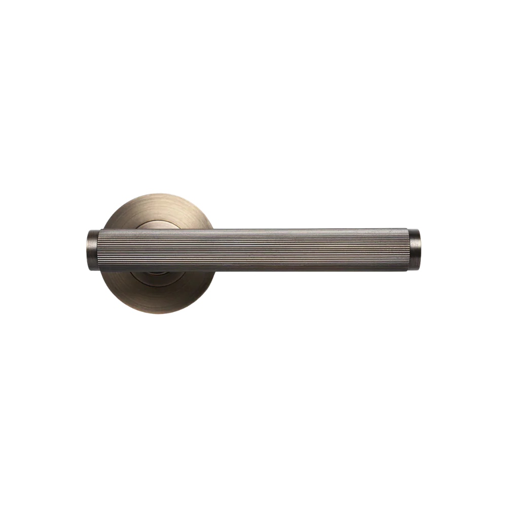 Momo Handles Bellevue Solid Brass Lined Tubular Latch Privacy Lever Set in Dark Brushed Brass