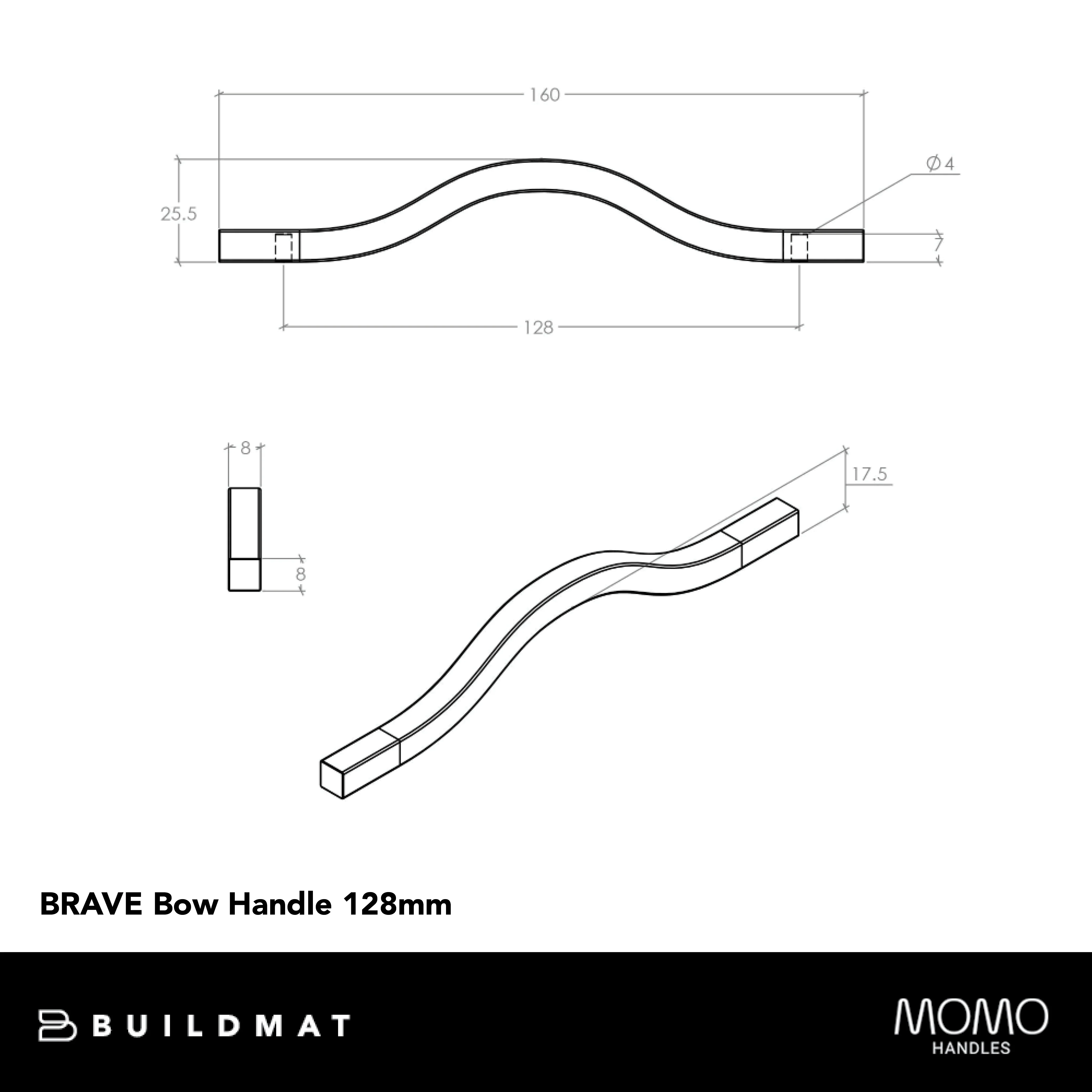 Momo Handles Momo Brave Bow Handle 128mm Metallic Grey - Image 4
