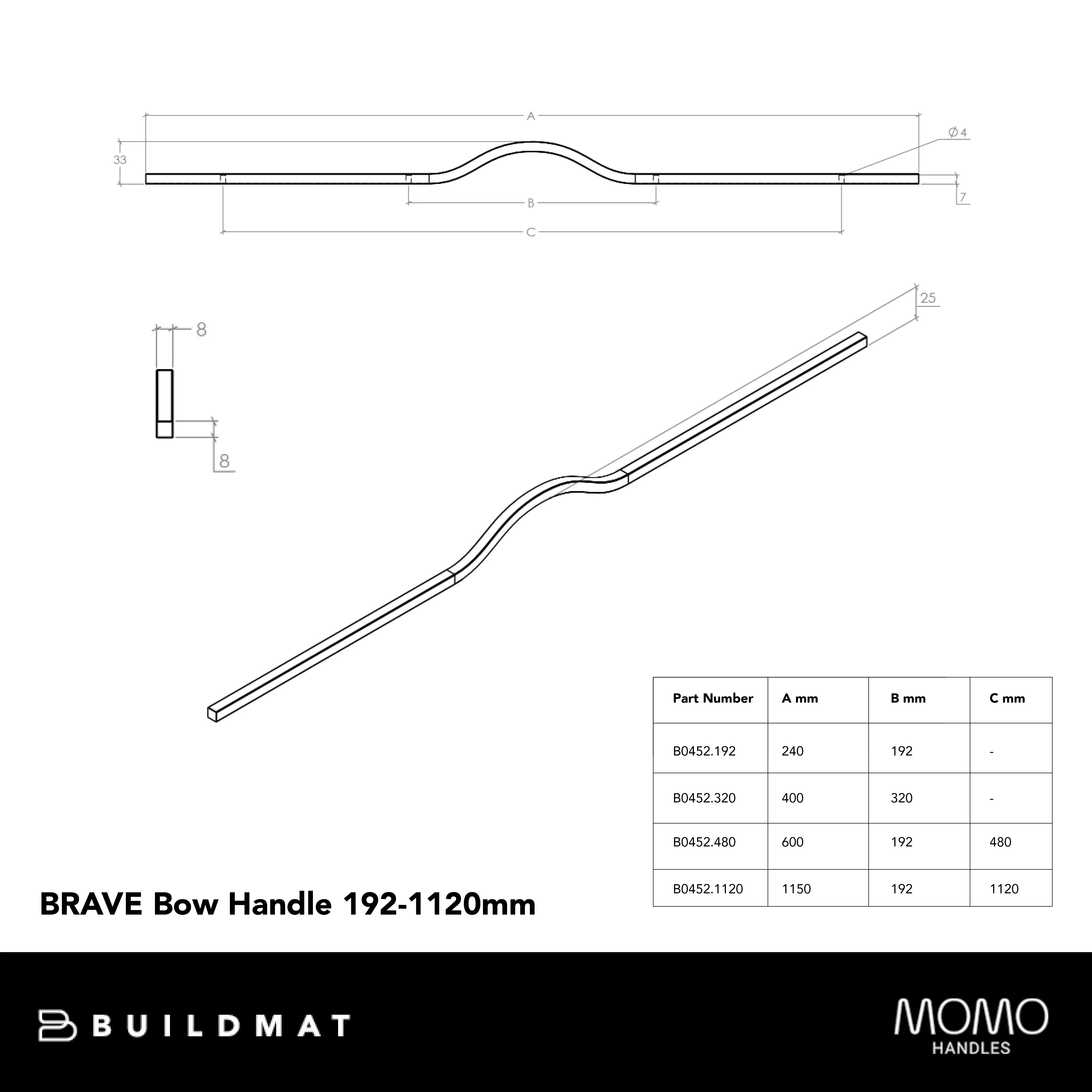 Momo Handles Momo Brave Bow Handle 192mm Metallic Grey - Image 4