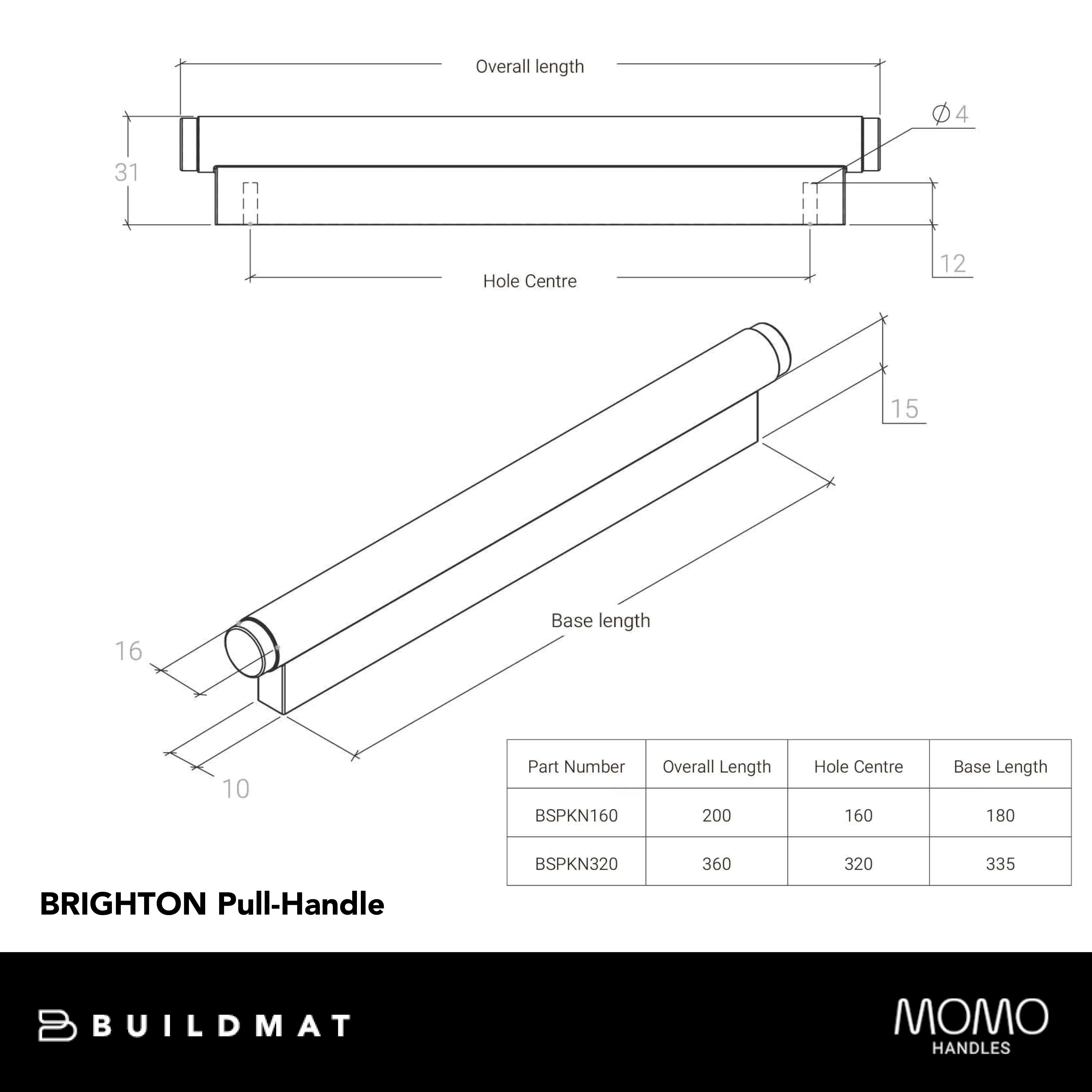 Momo Handles Momo Brighton Solid Brass Pull Handle 320mm Bronze - Image 4
