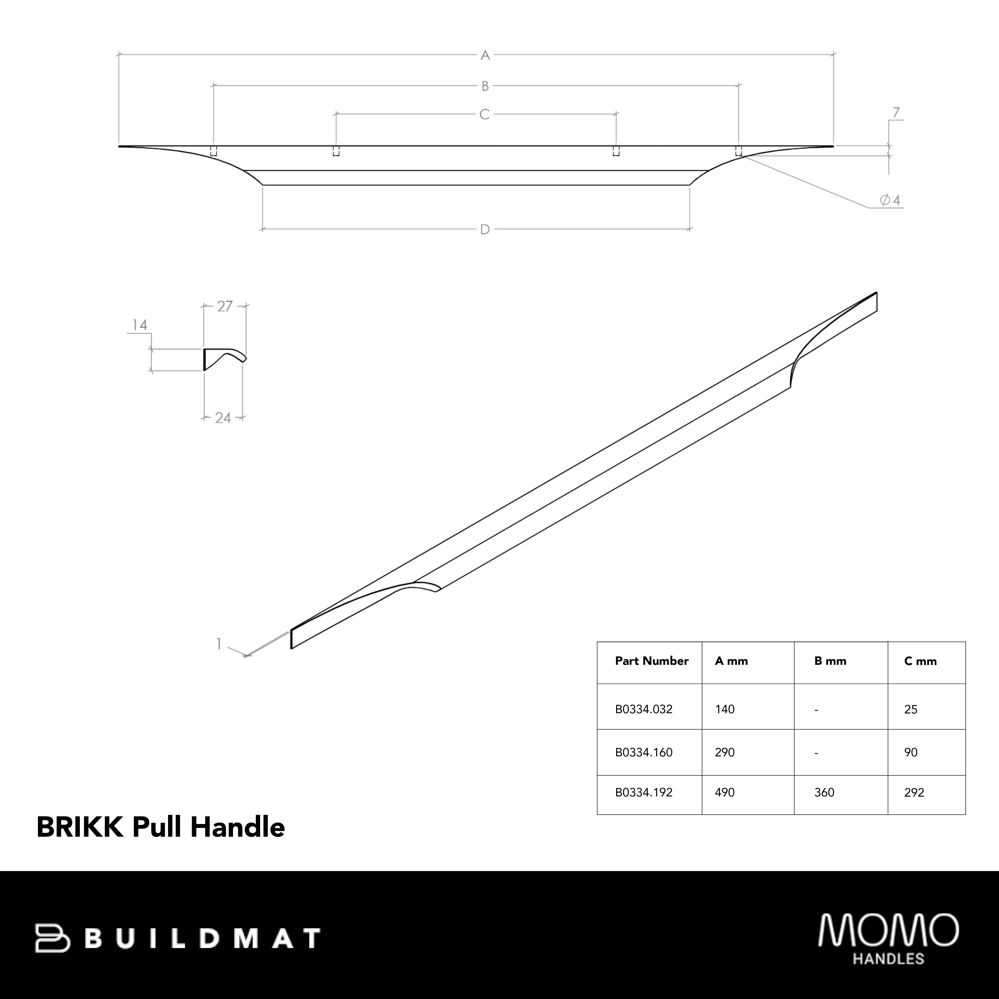 Momo Handles Momo Brikk Pull Handle 32mm Antique Bronze - Image 4