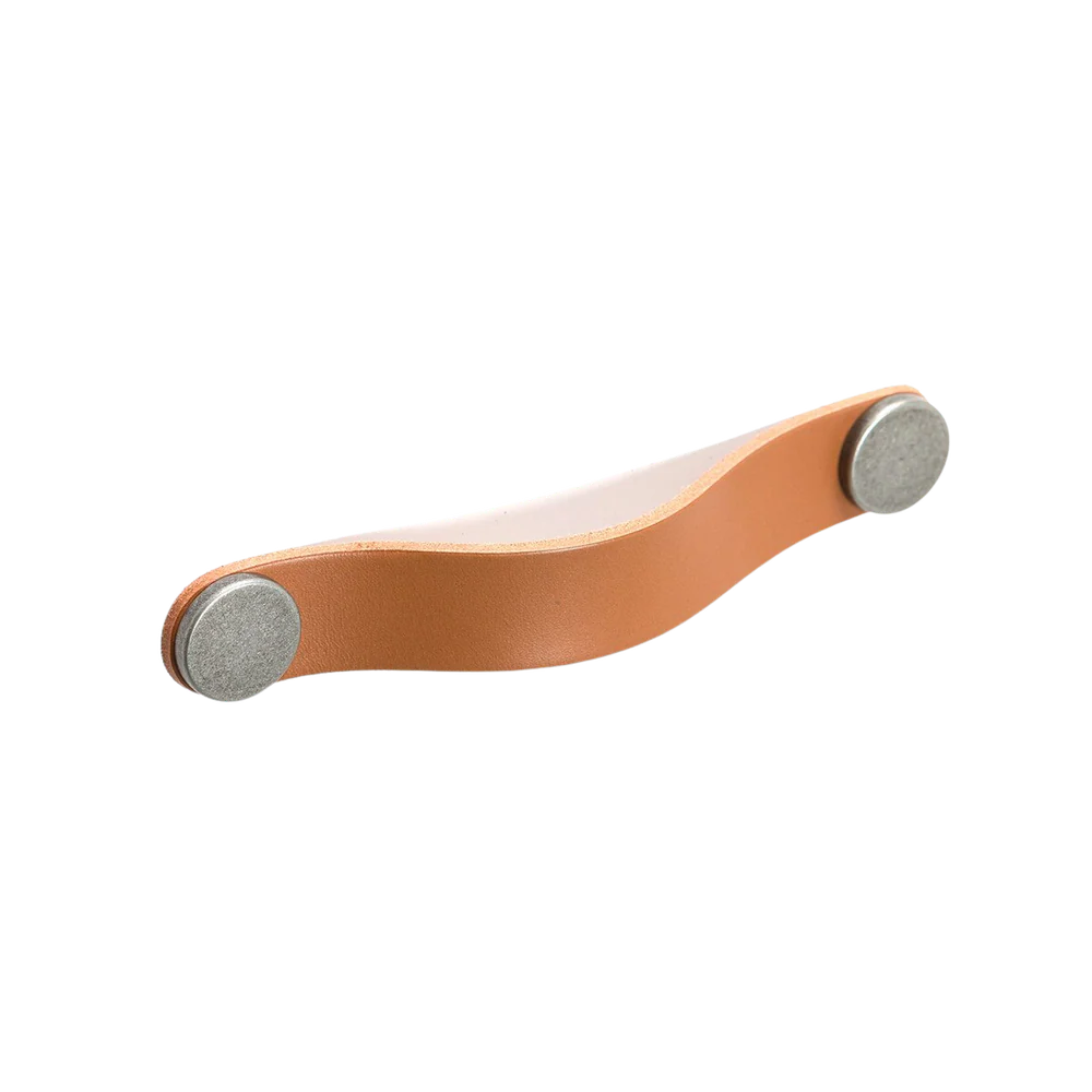Momo Handles Momo Flexa Leather D Handle 160mm Light Tan With Pewter Buttons - Image 3