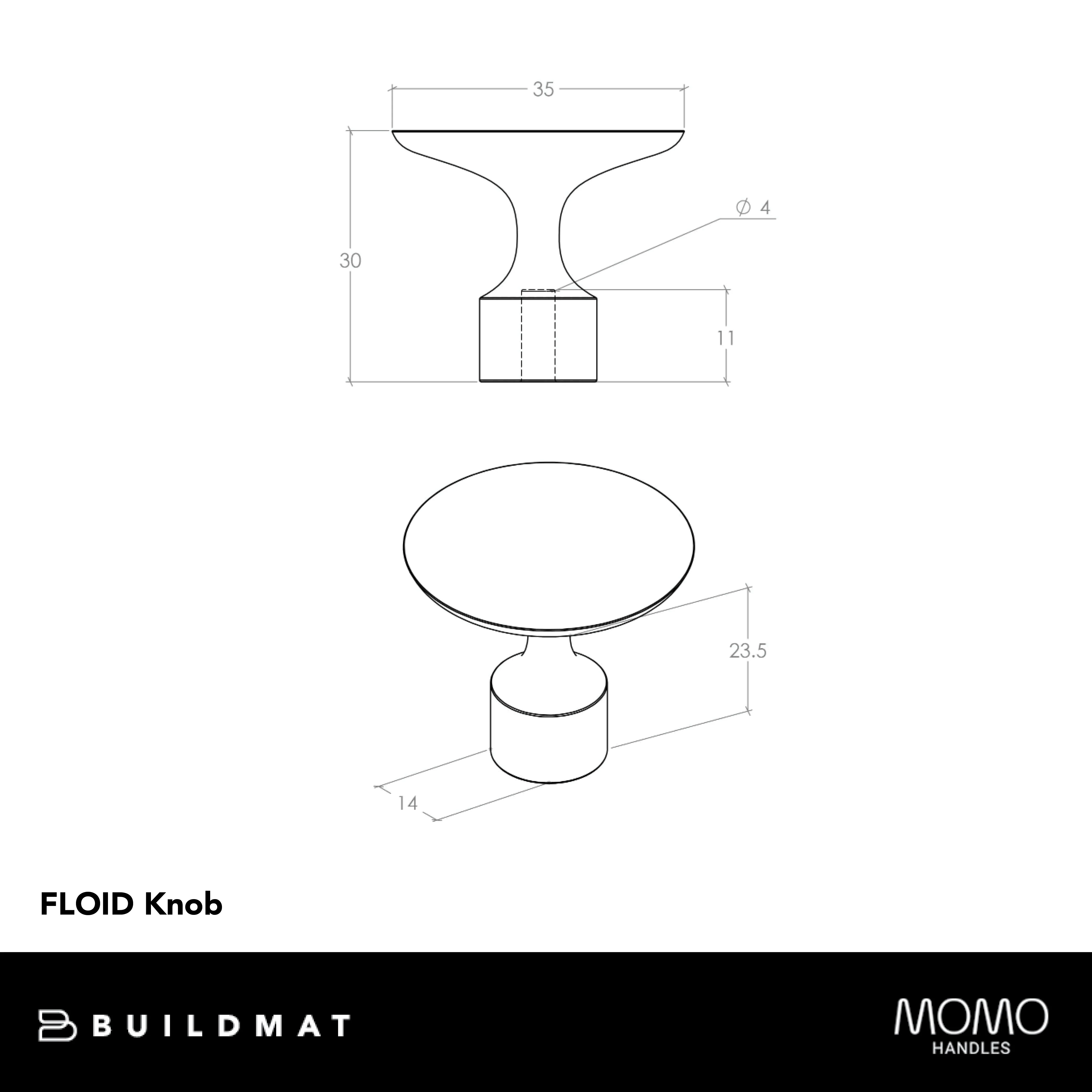 Momo Handles Momo Floid Knob 35mm Pewter - Image 4