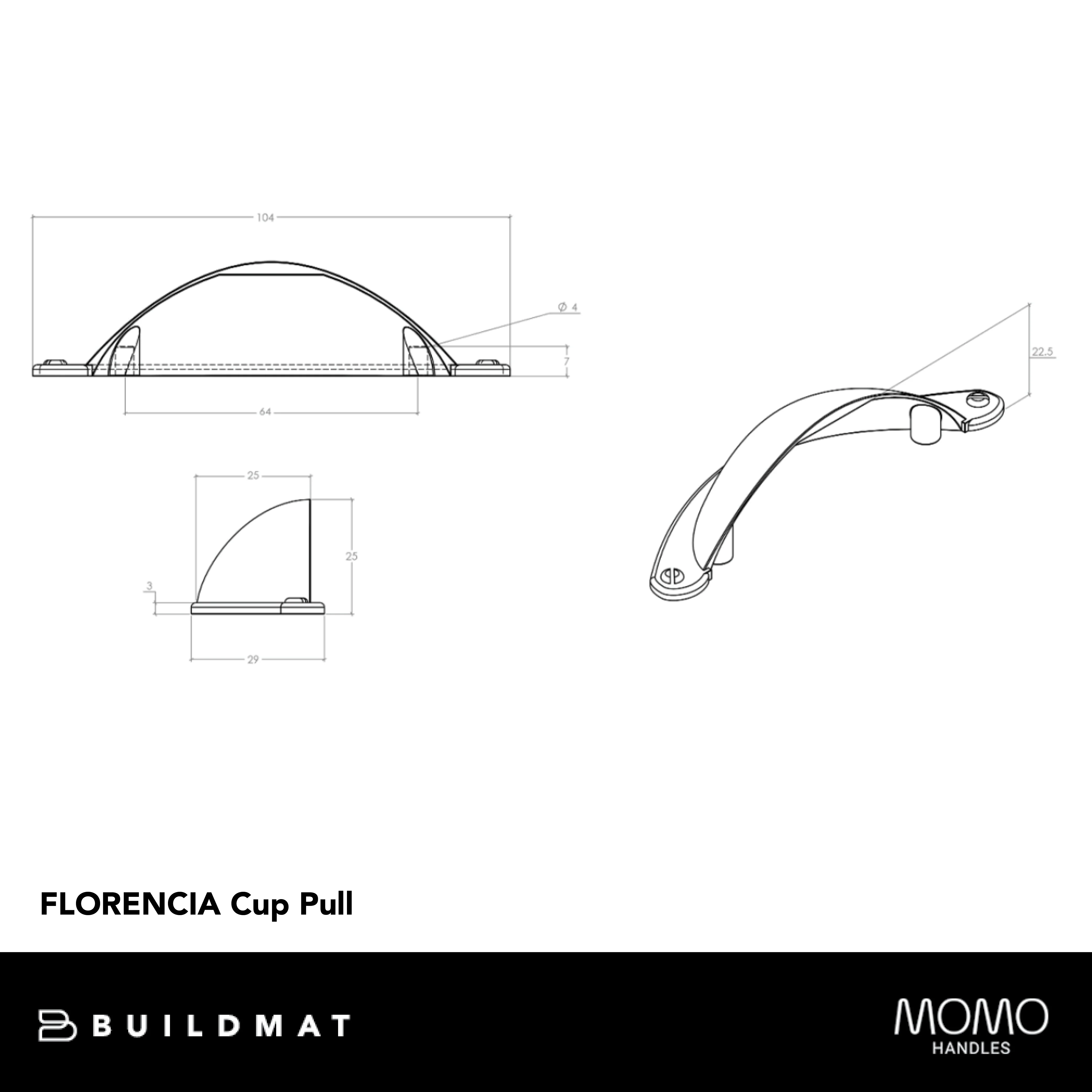 Momo Handles Momo Florencia Cup Pull 64mm Antique Brass - Image 4