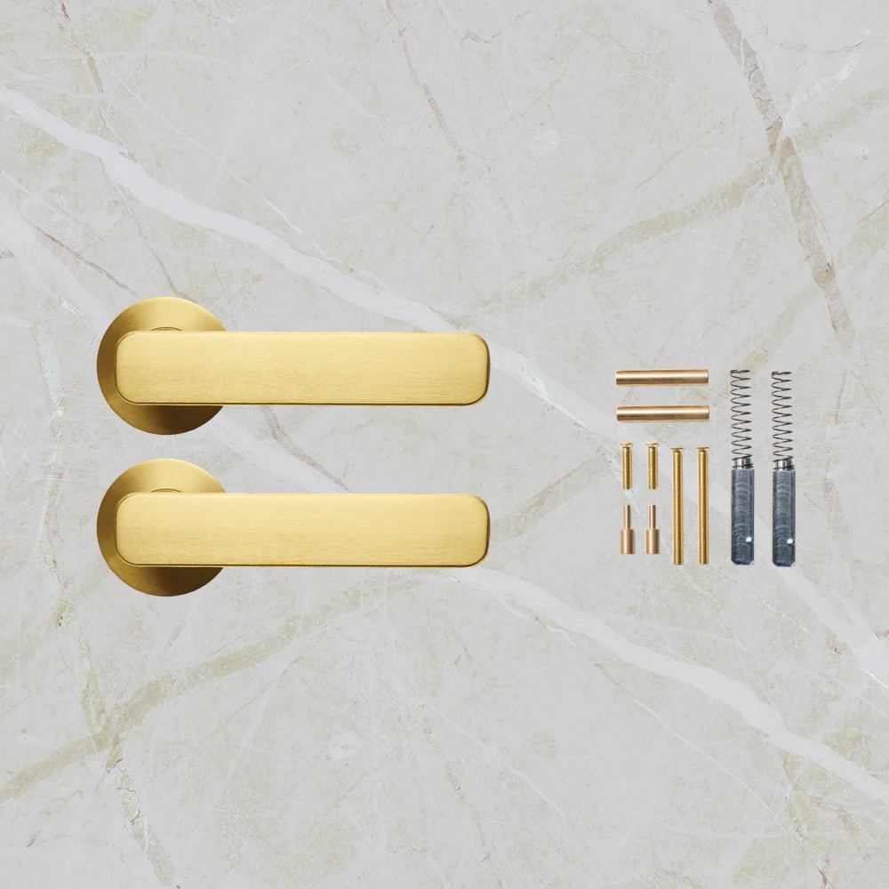Momo Handles Aspen Lever Handle Set Brushed Satin Brass - Image 2